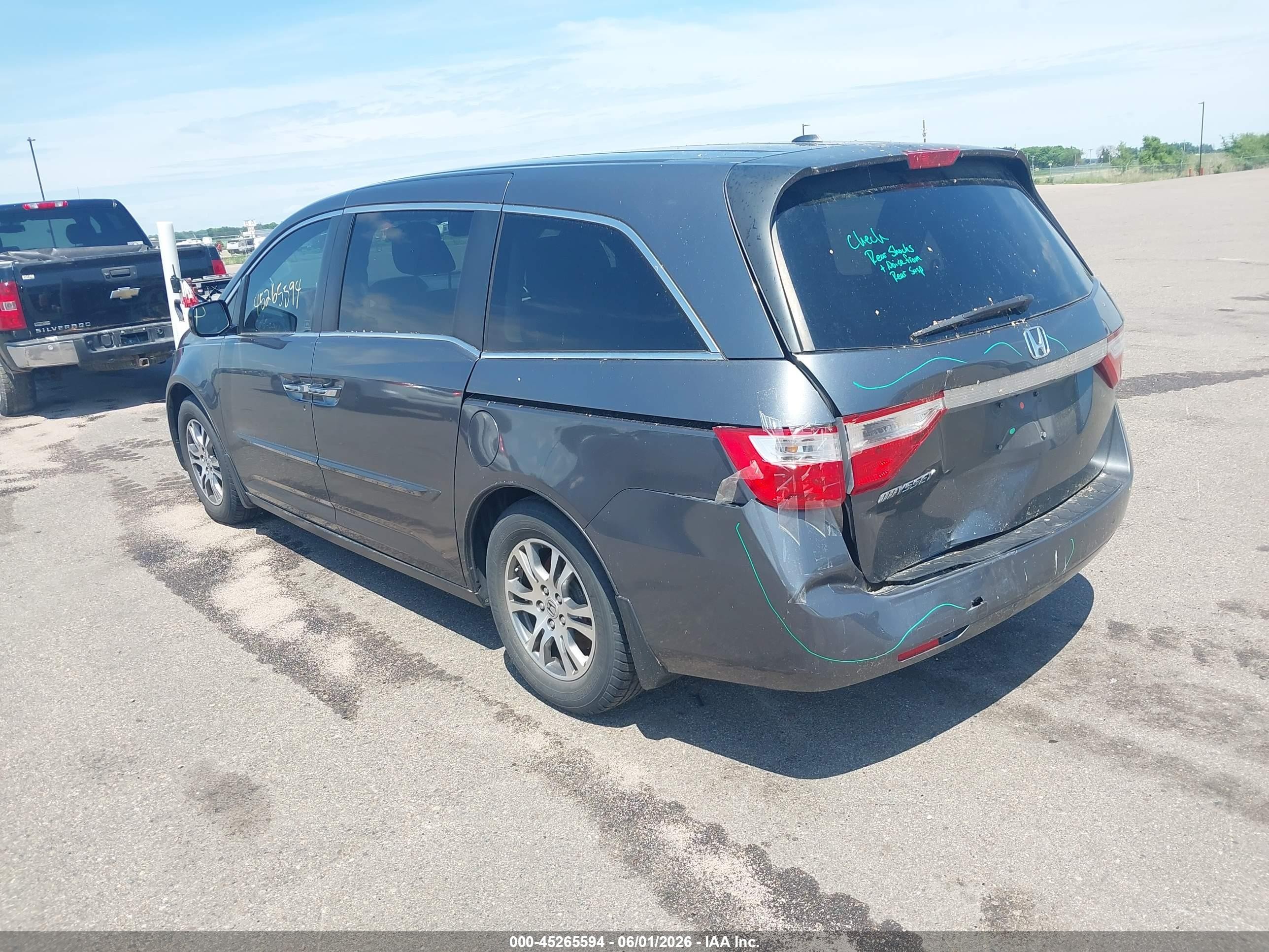 2013 Honda Odyssey Ex-l Gray vin: 5FNRL5H66DB036710