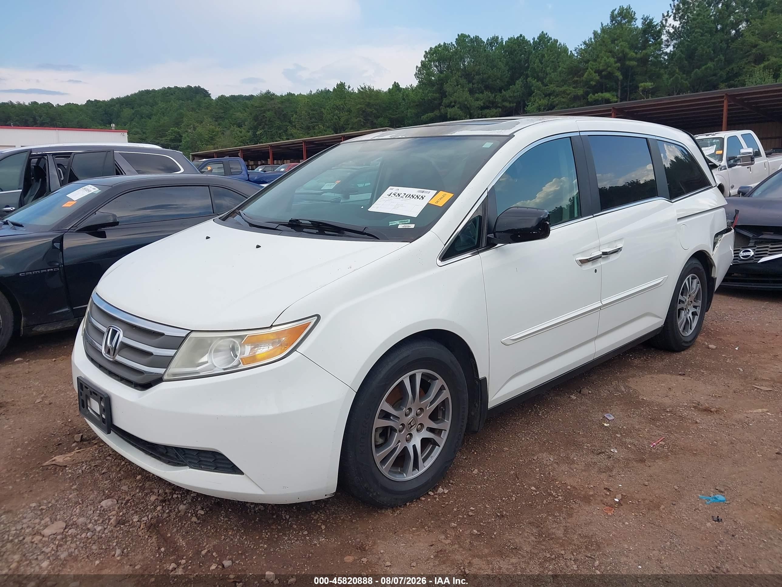 2013 Honda Odyssey Ex-l White vin: 5FNRL5H66DB090279