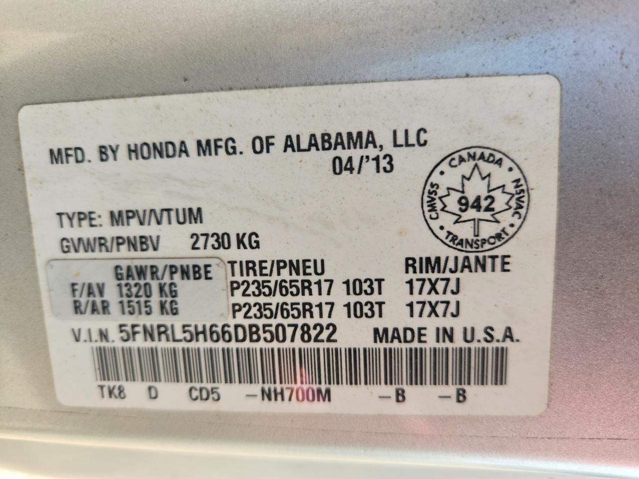2013 Honda Odyssey Exl Silver vin: 5FNRL5H66DB507822