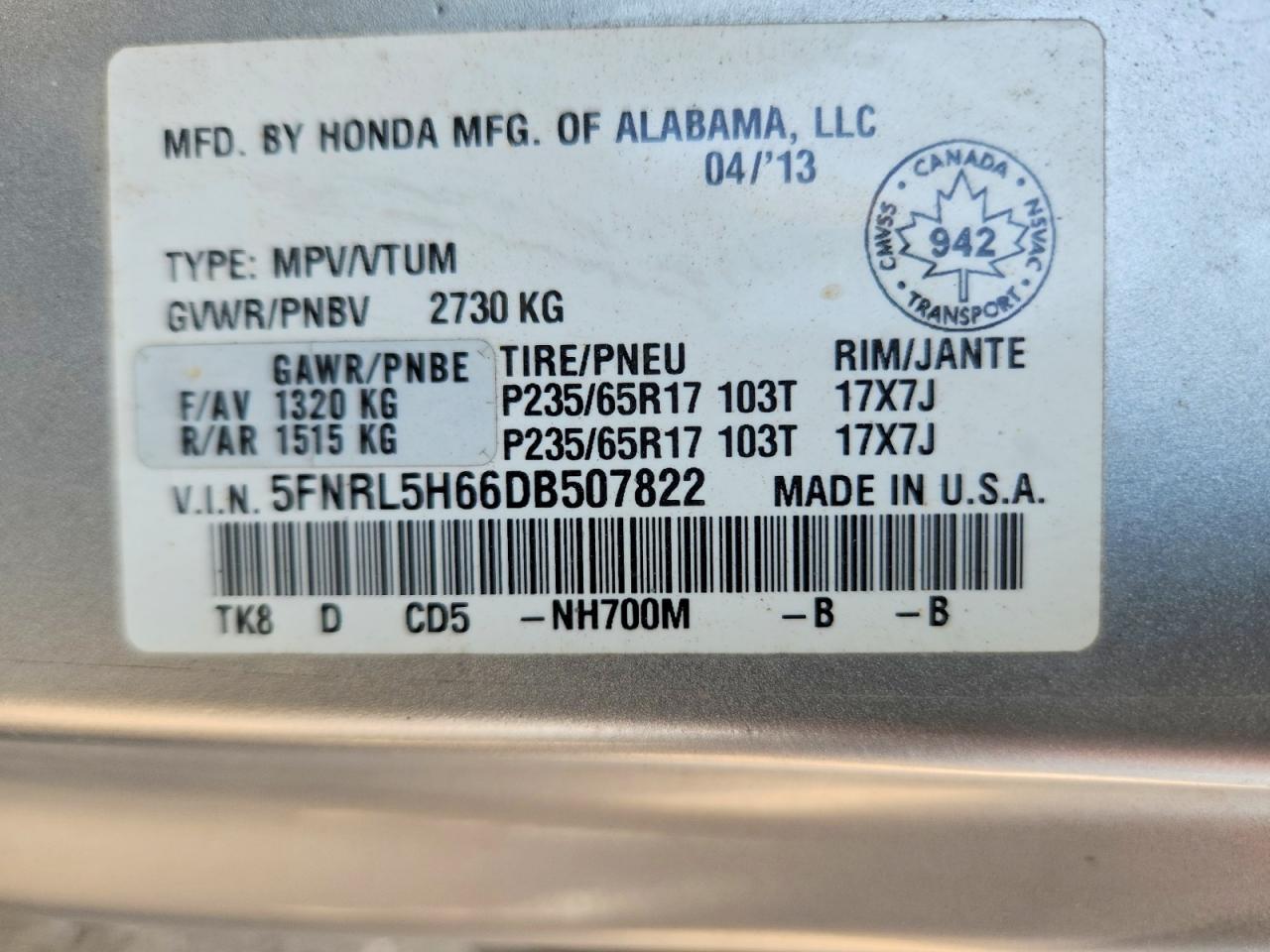 2013 Honda Odyssey Exl Silver vin: 5FNRL5H66DB507822
