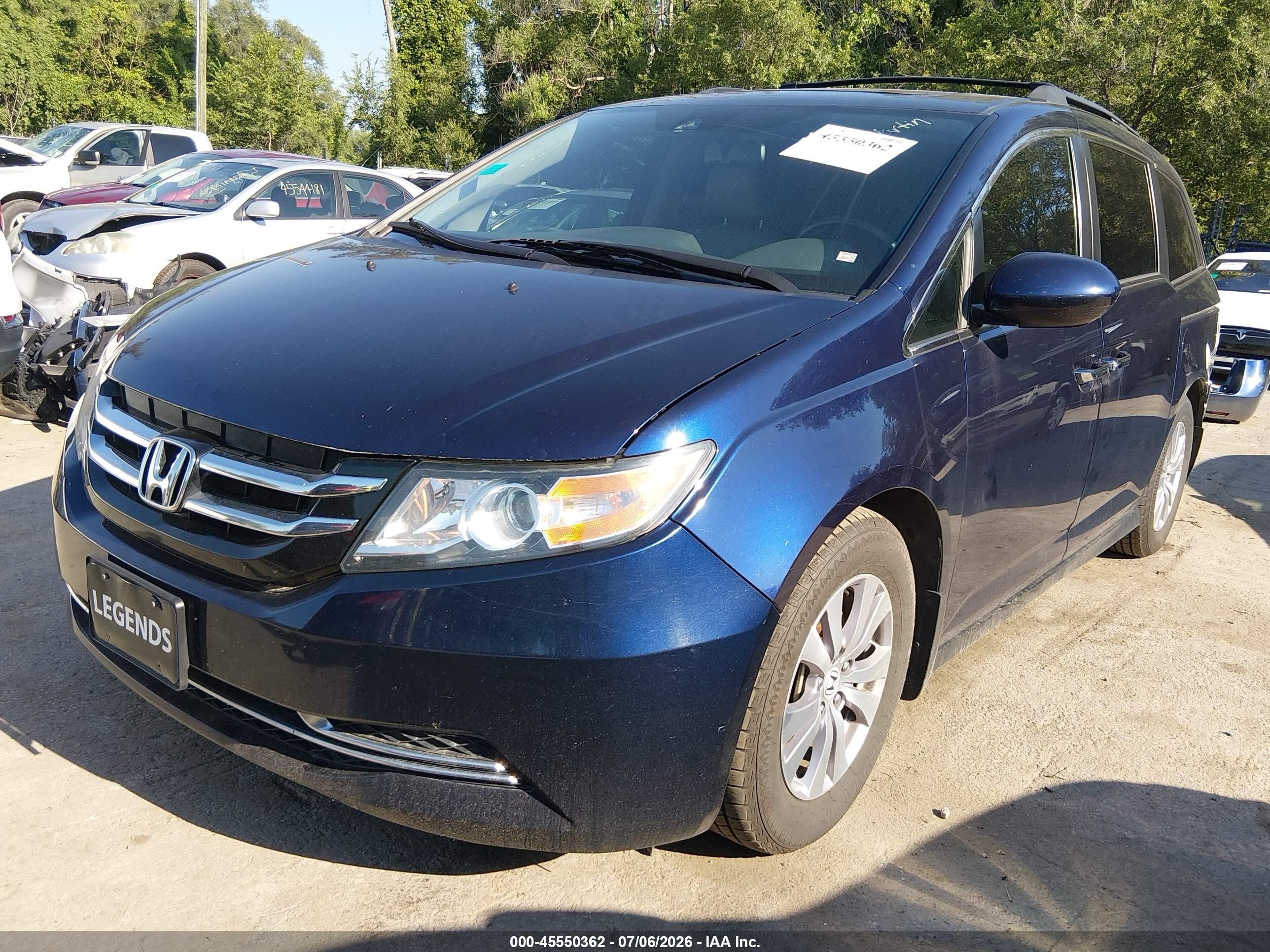 2014 Honda Odyssey Ex-l Синий vin: 5FNRL5H66EB061382