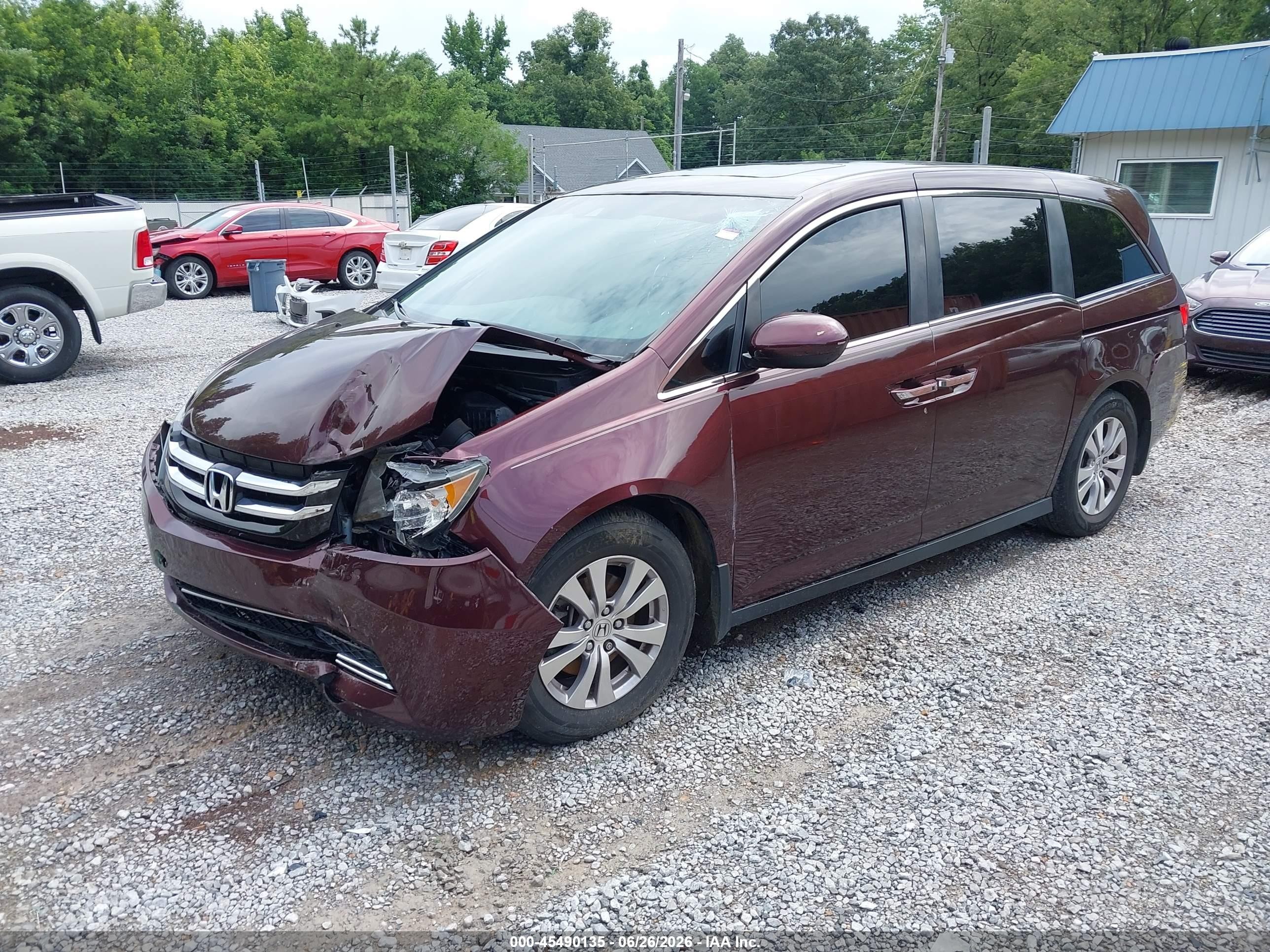 2014 Honda Odyssey Ex-l Темно-бордовый vin: 5FNRL5H66EB075797