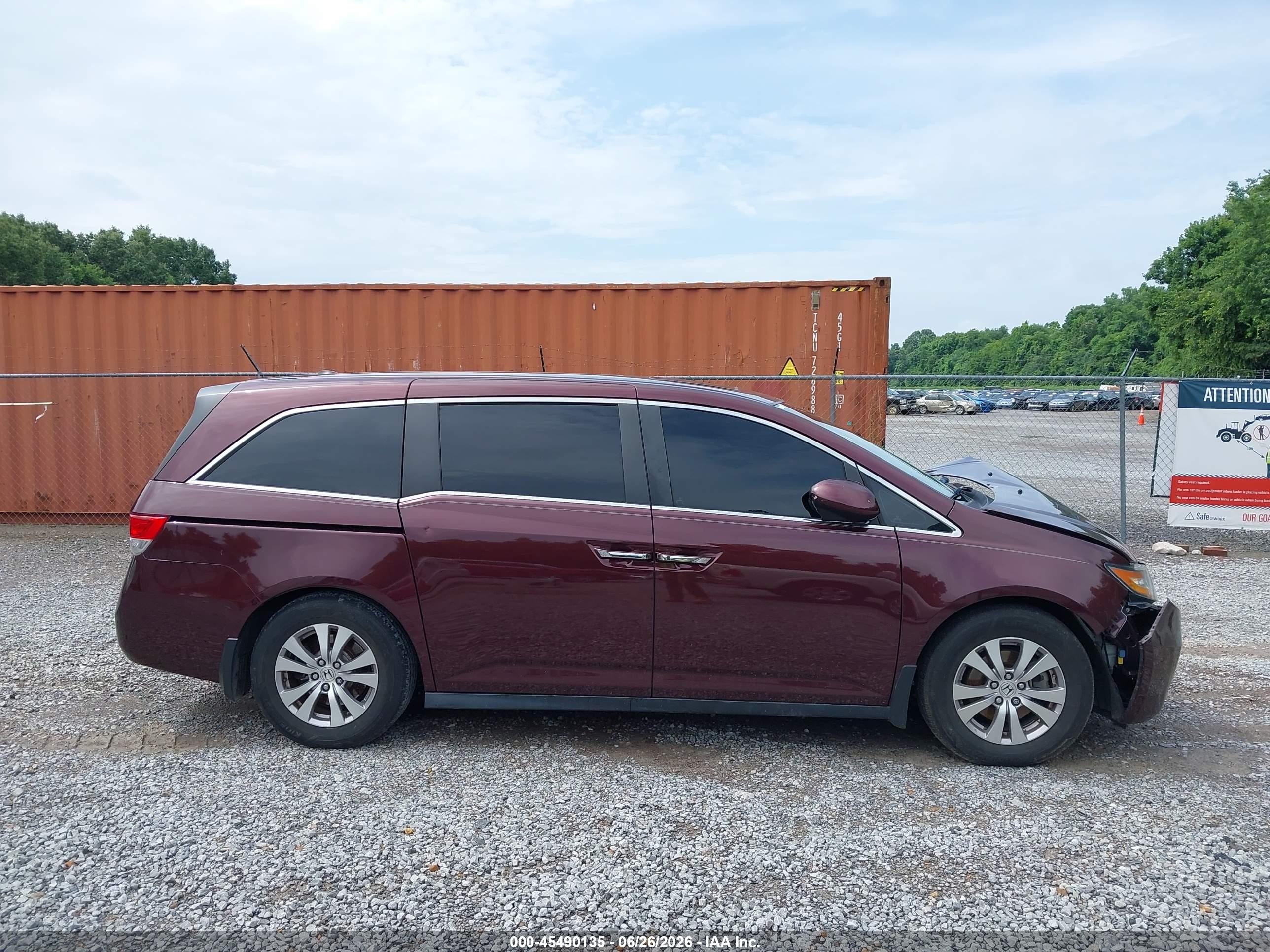 2014 Honda Odyssey Ex-l Темно-бордовый vin: 5FNRL5H66EB075797