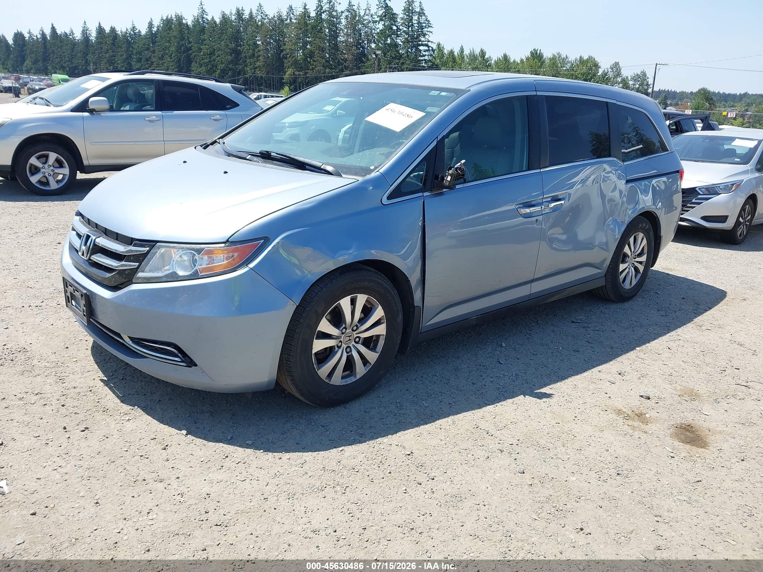 2014 Honda Odyssey Ex-l Blue vin: 5FNRL5H66EB093247