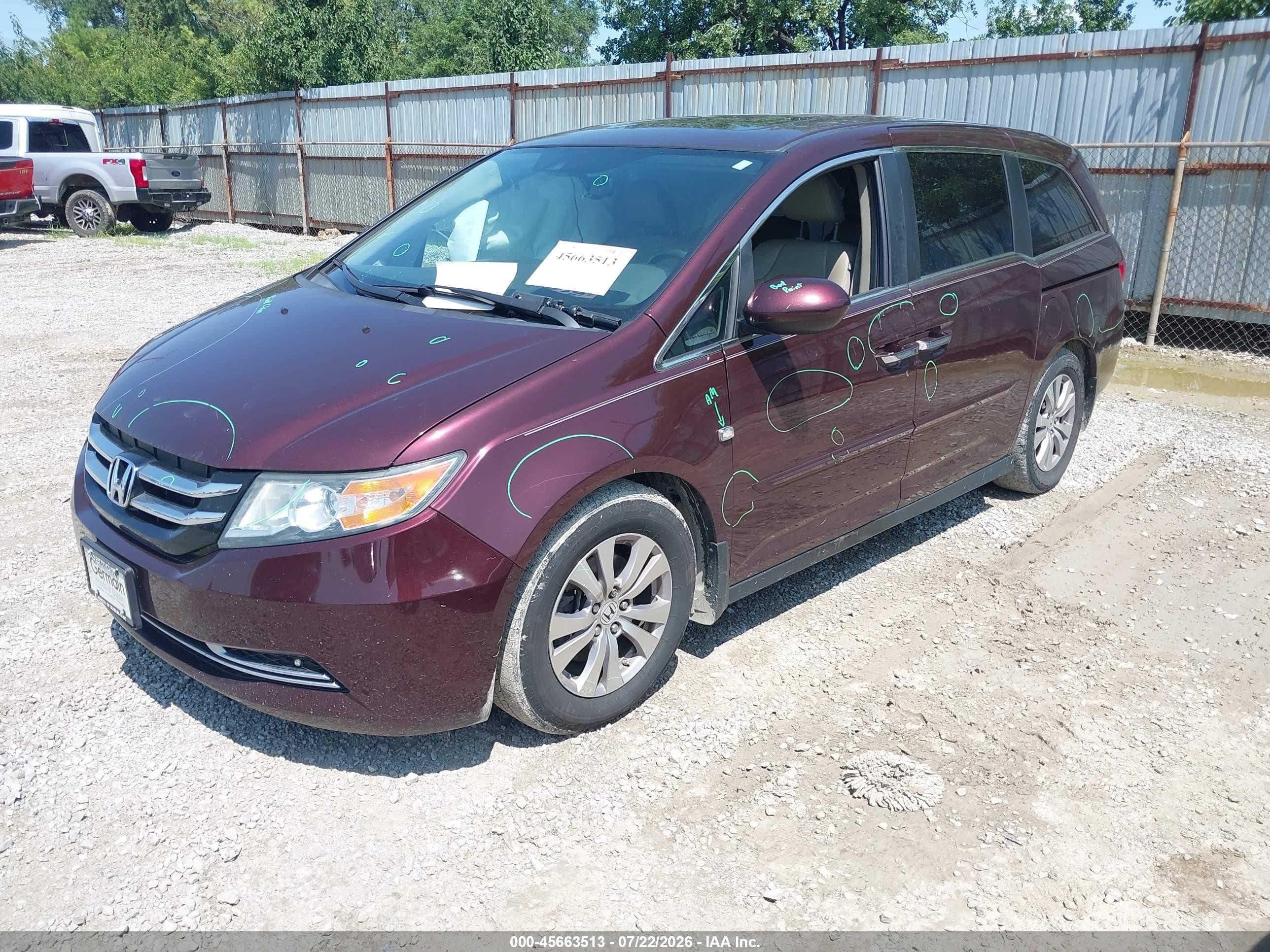 2014 Honda Odyssey Ex-l Бордовый vin: 5FNRL5H66EB119796