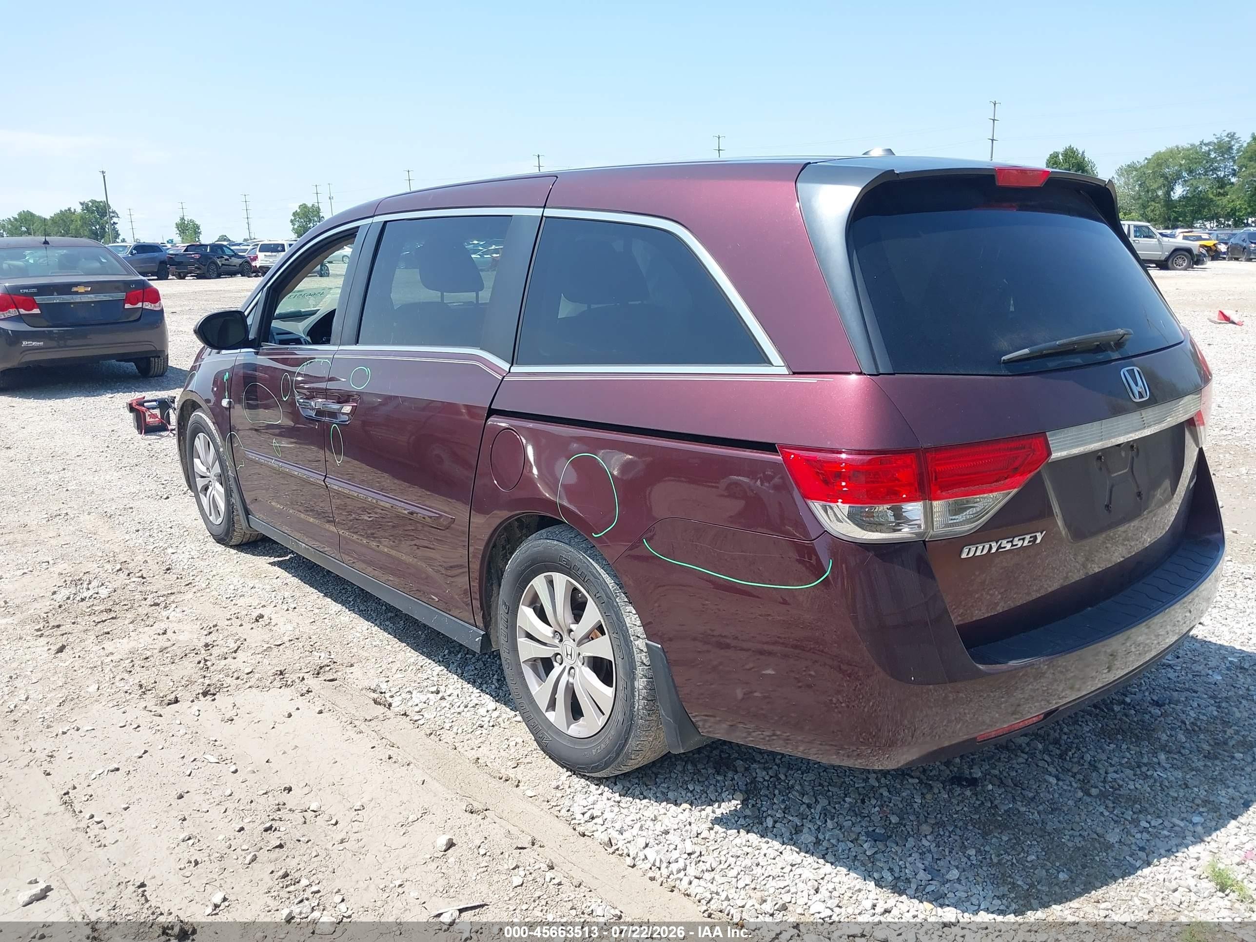 2014 Honda Odyssey Ex-l Бордовый vin: 5FNRL5H66EB119796