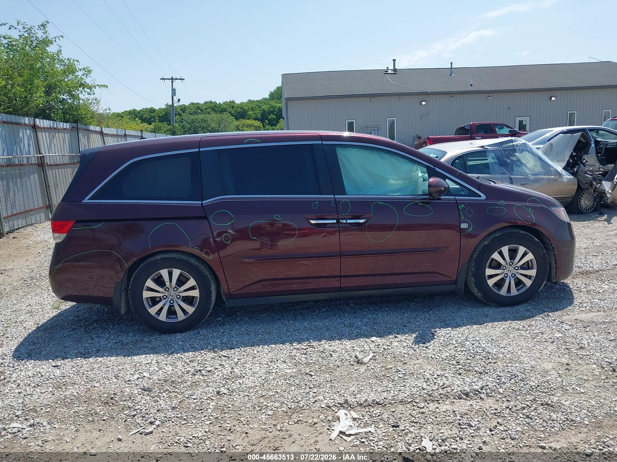 2014 Honda Odyssey Ex-l Бордовый vin: 5FNRL5H66EB119796