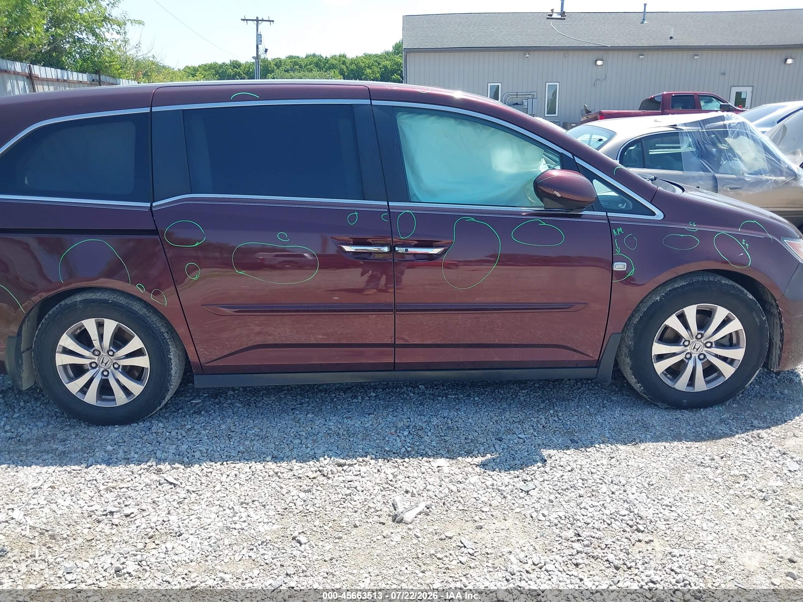 2014 Honda Odyssey Ex-l Бордовый vin: 5FNRL5H66EB119796