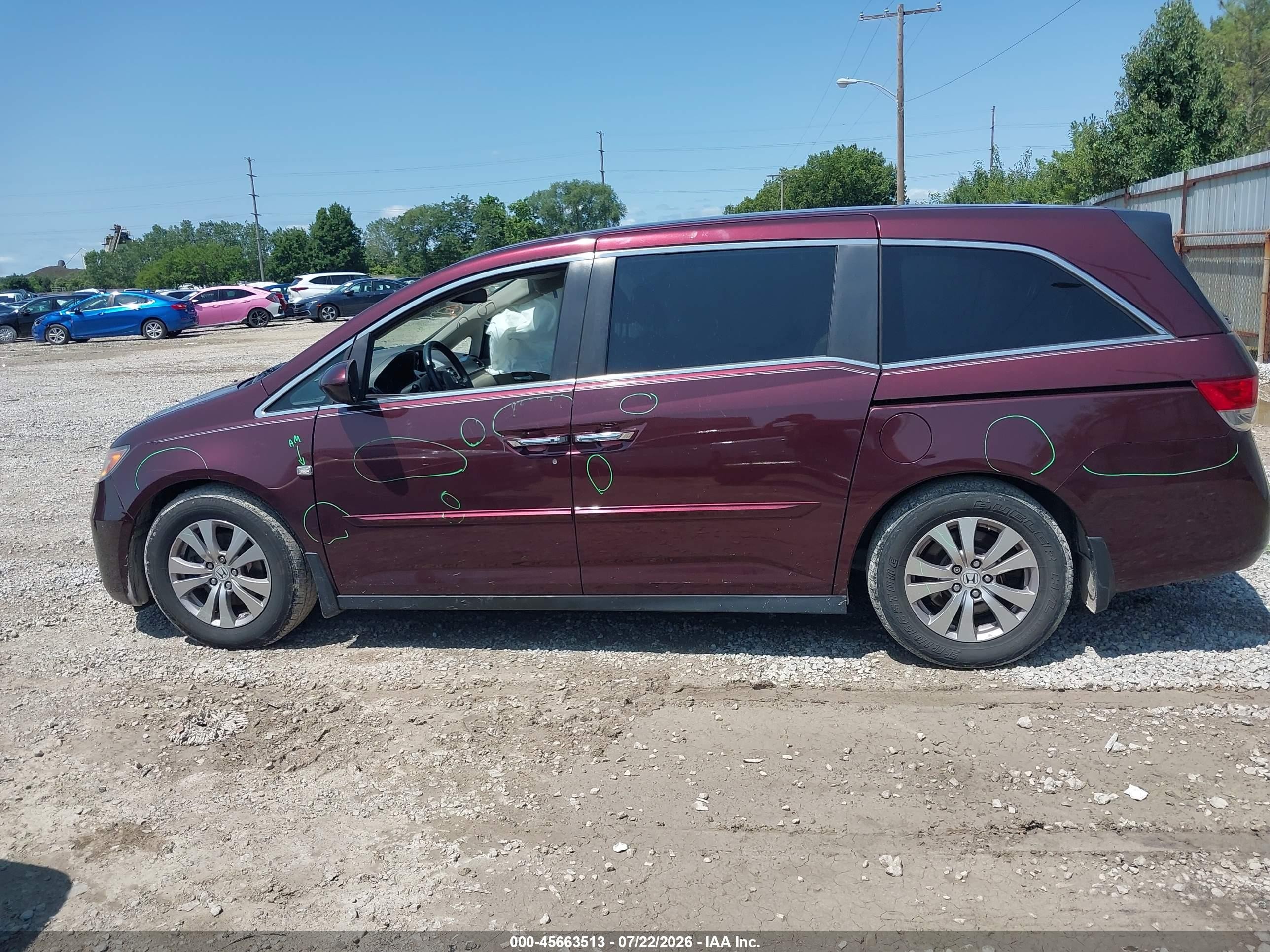 2014 Honda Odyssey Ex-l Бордовый vin: 5FNRL5H66EB119796