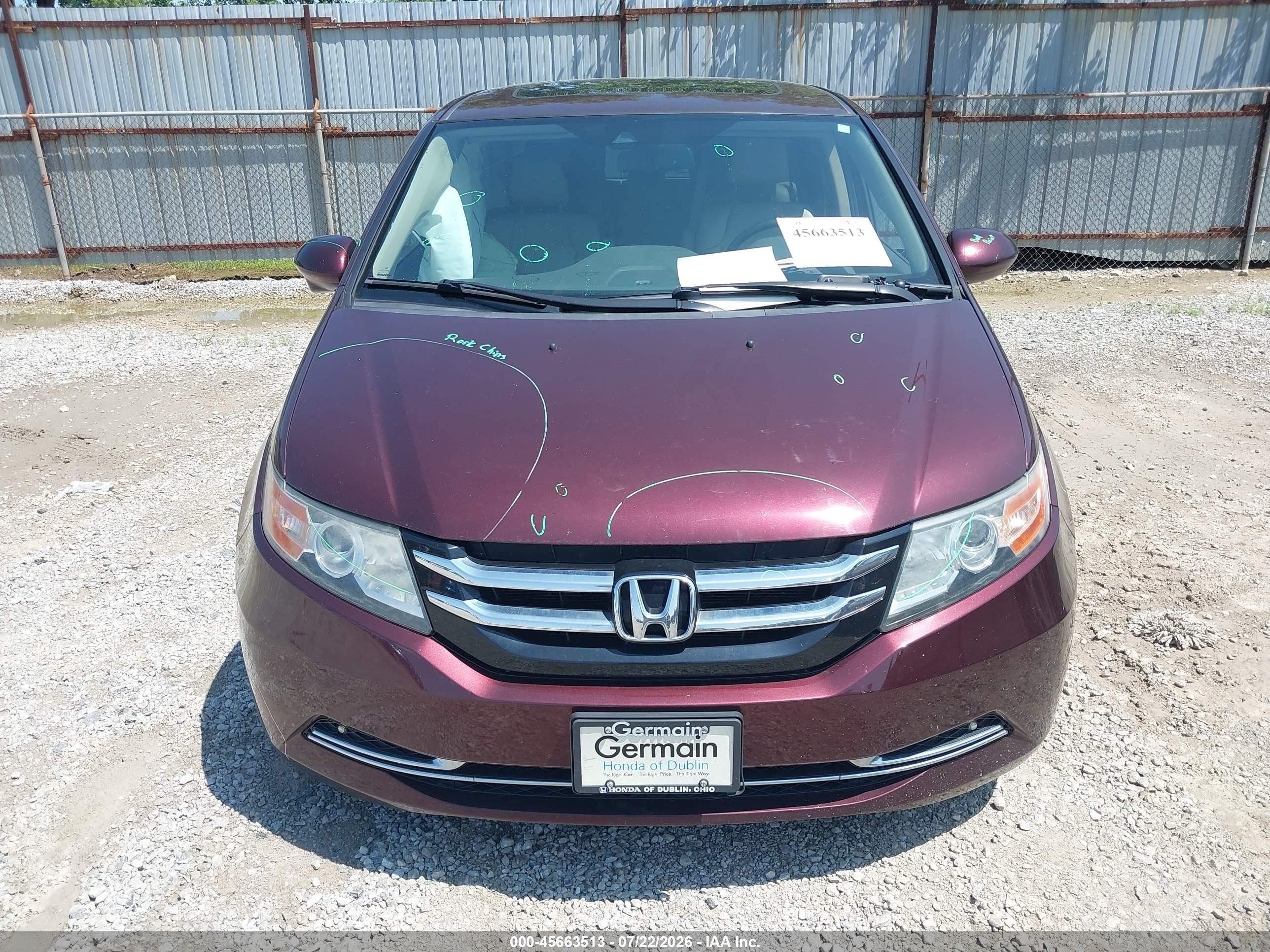 2014 Honda Odyssey Ex-l Бордовый vin: 5FNRL5H66EB119796