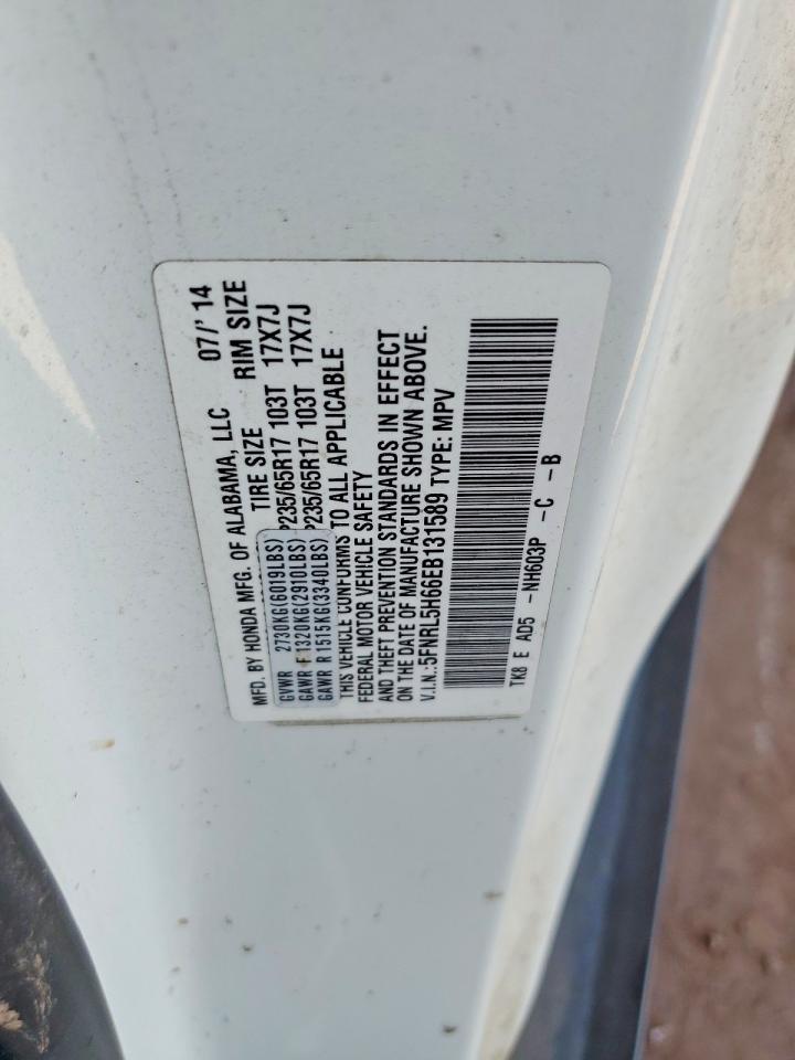 2014 Honda Odyssey Exl White vin: 5FNRL5H66EB131589