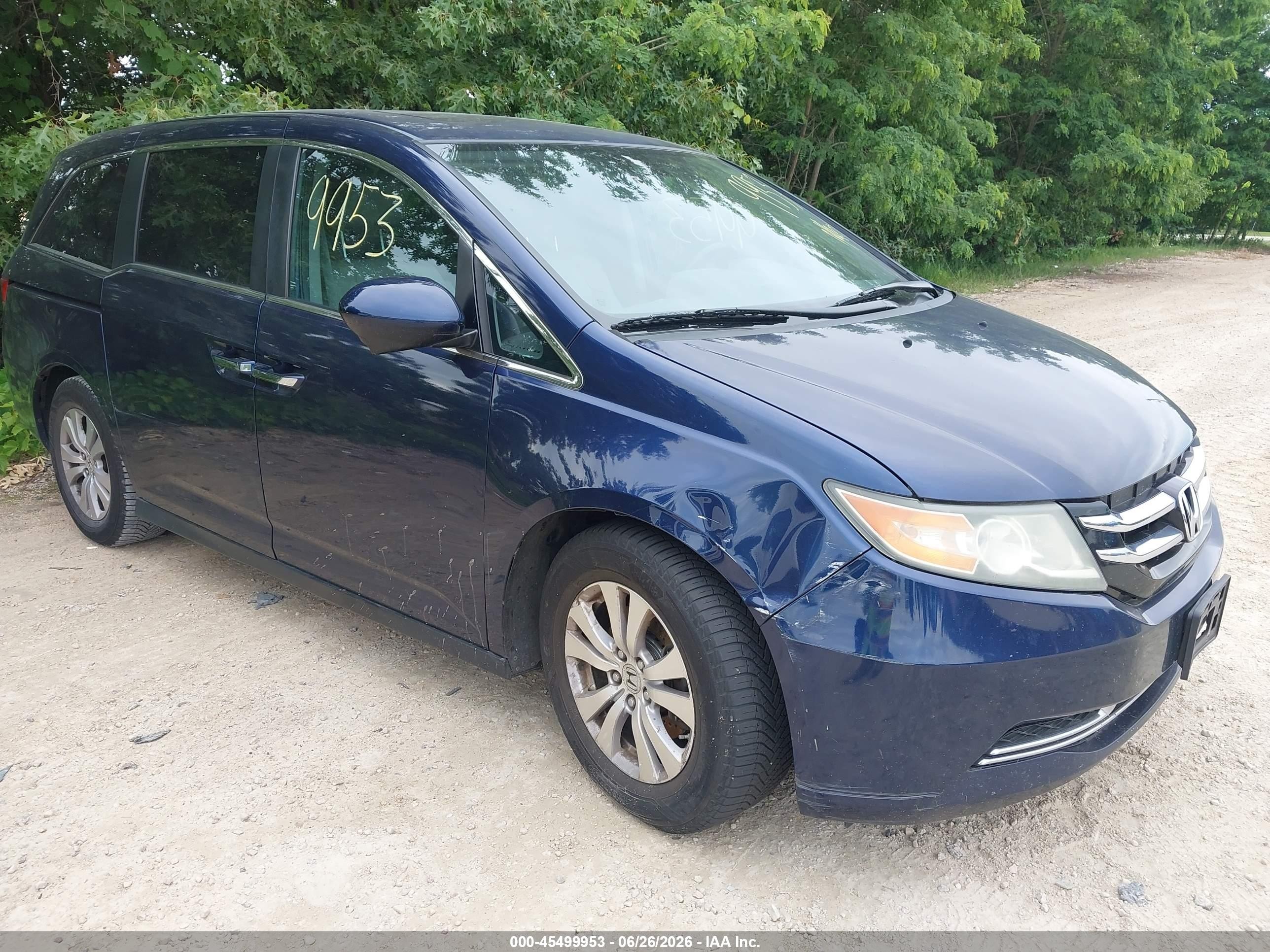 2015 Honda Odyssey Ex-l Blue vin: 5FNRL5H66FB008697