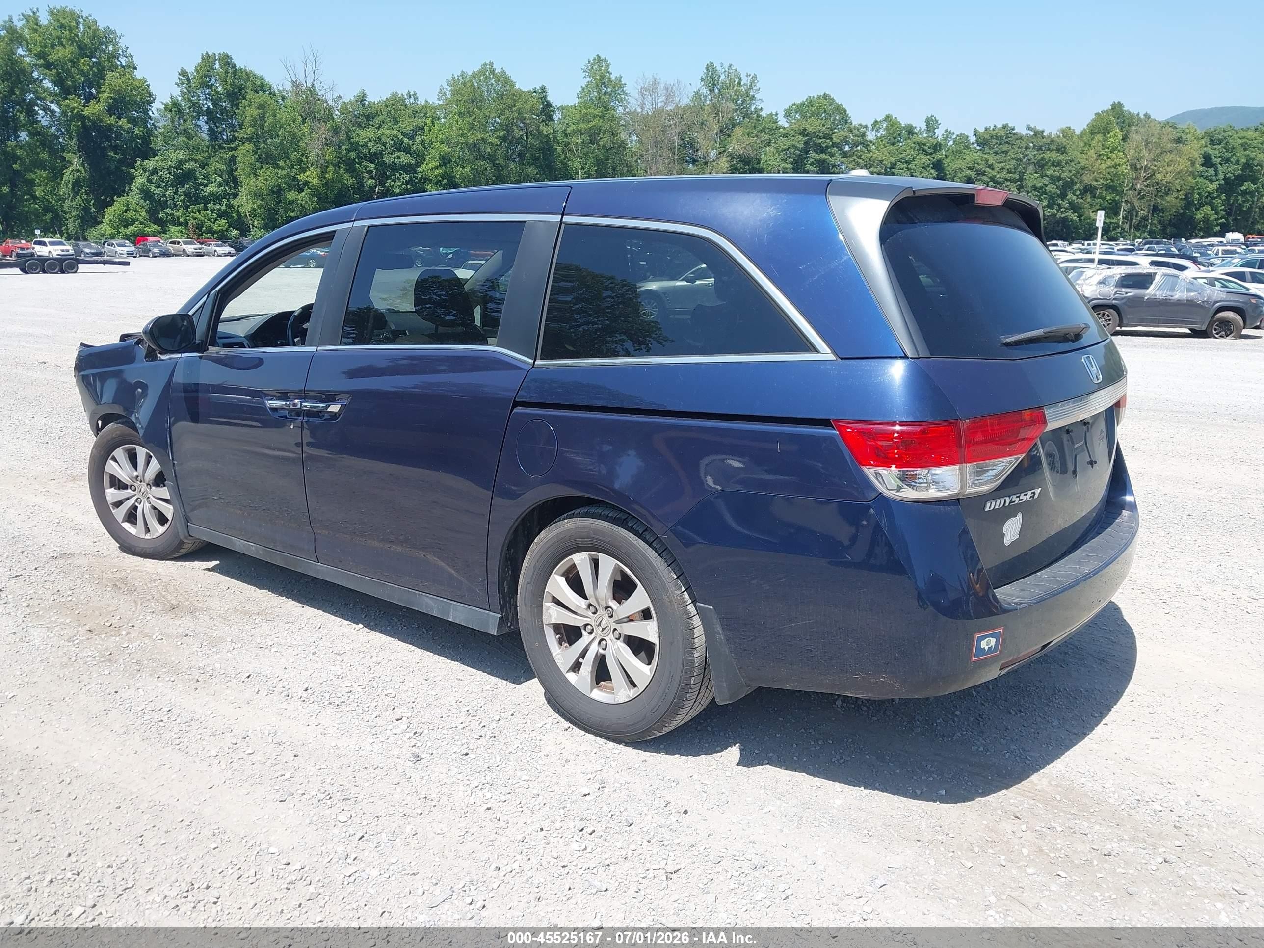 2015 Honda Odyssey Ex-l Blue vin: 5FNRL5H66FB022373
