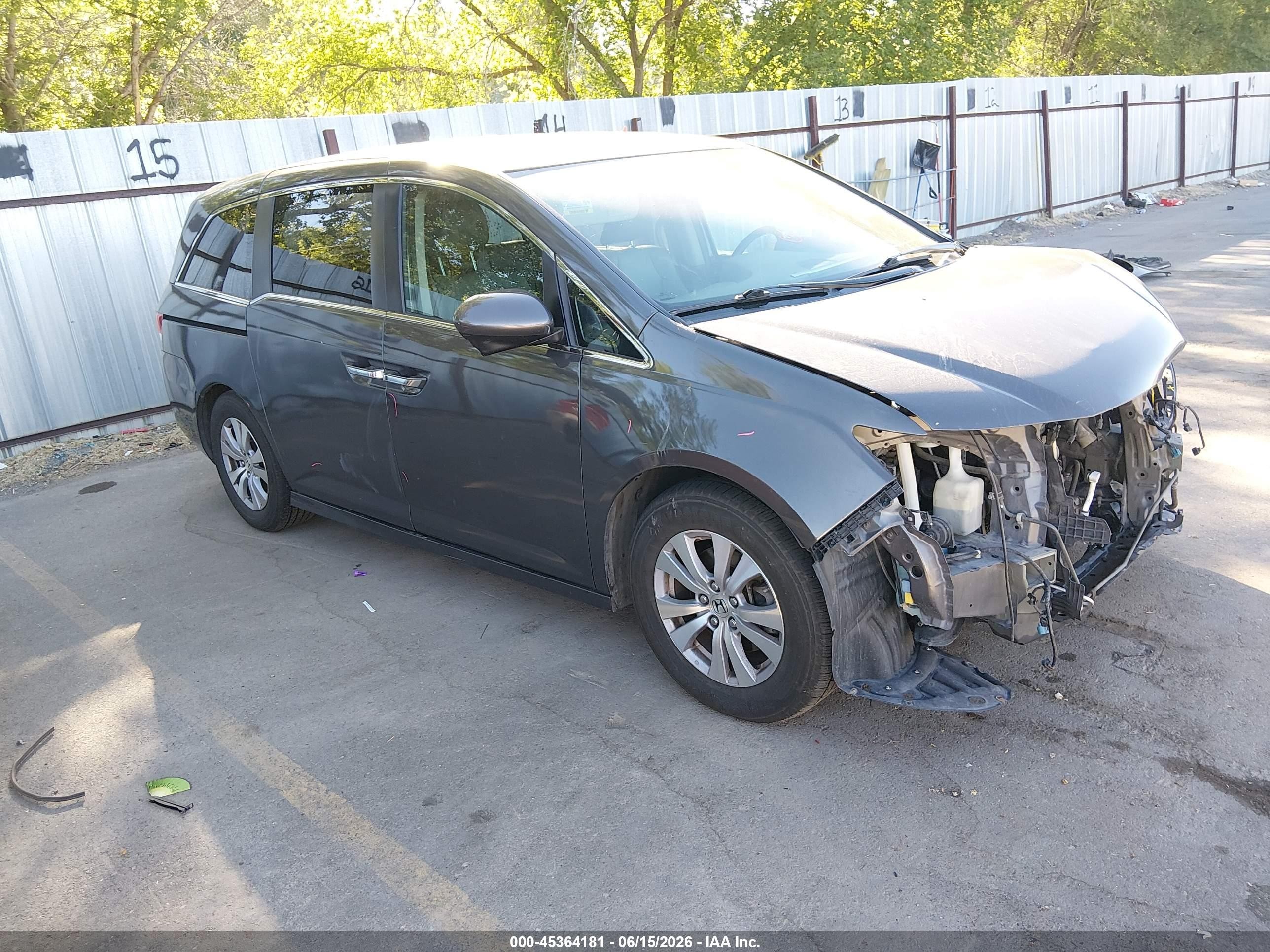 2015 Honda Odyssey Ex-l Gray vin: 5FNRL5H66FB129827