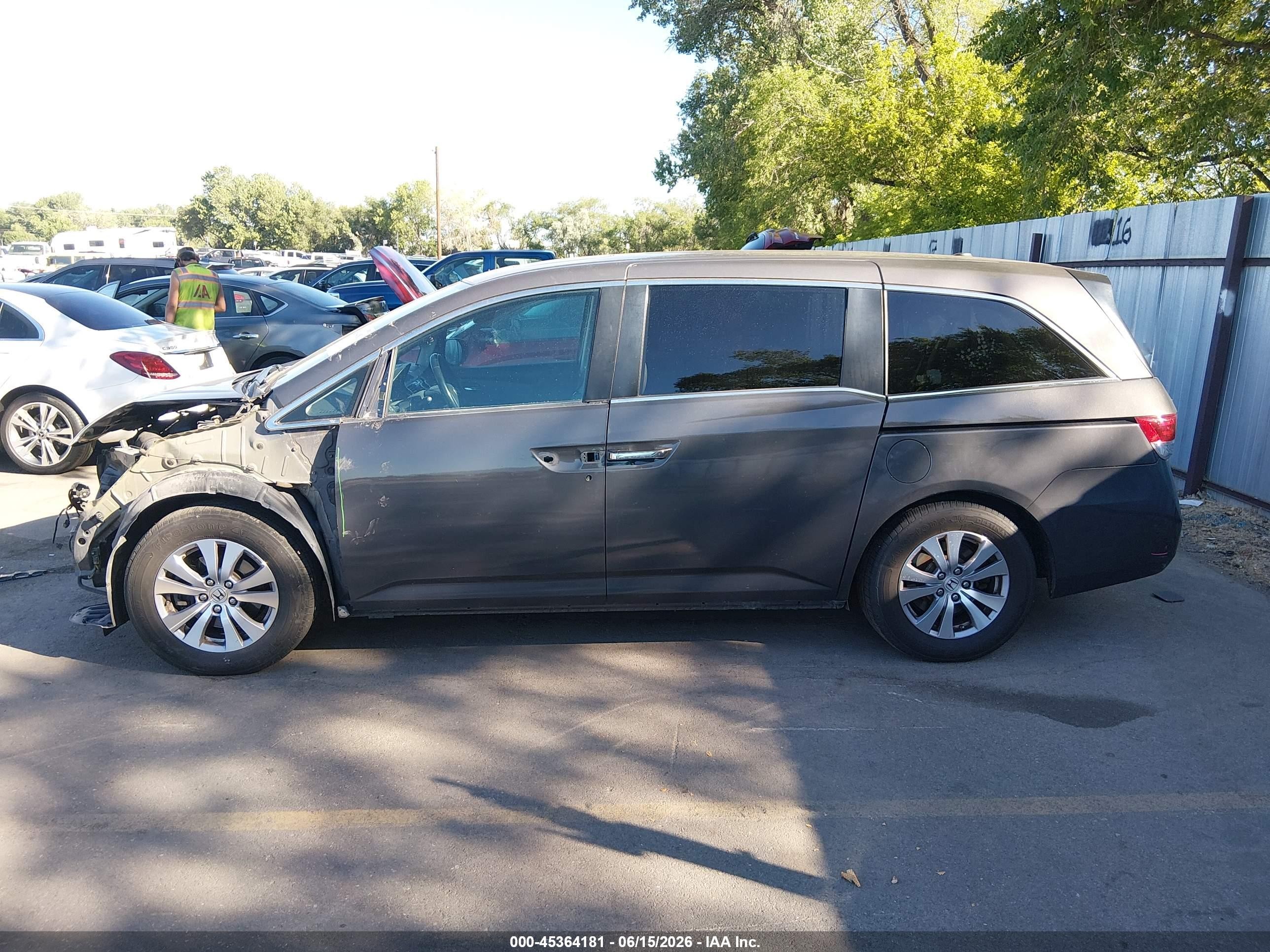 2015 Honda Odyssey Ex-l Gray vin: 5FNRL5H66FB129827
