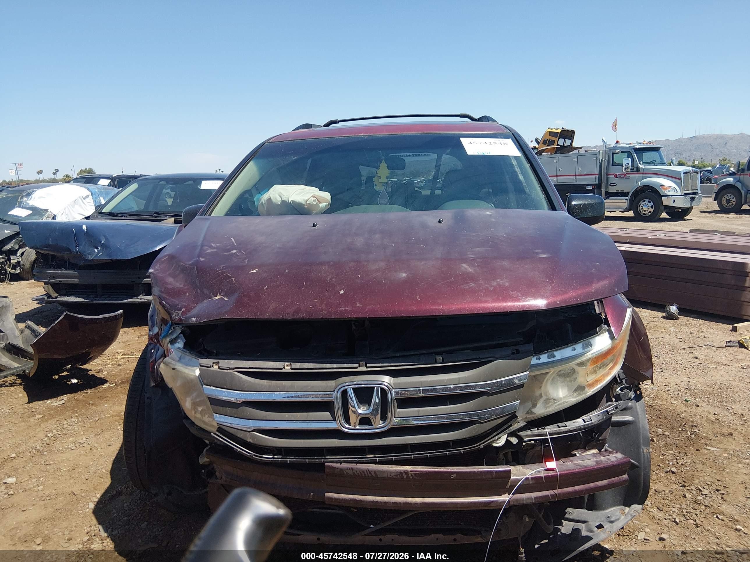 2011 Honda Odyssey Ex-l Бордовый vin: 5FNRL5H67BB033134