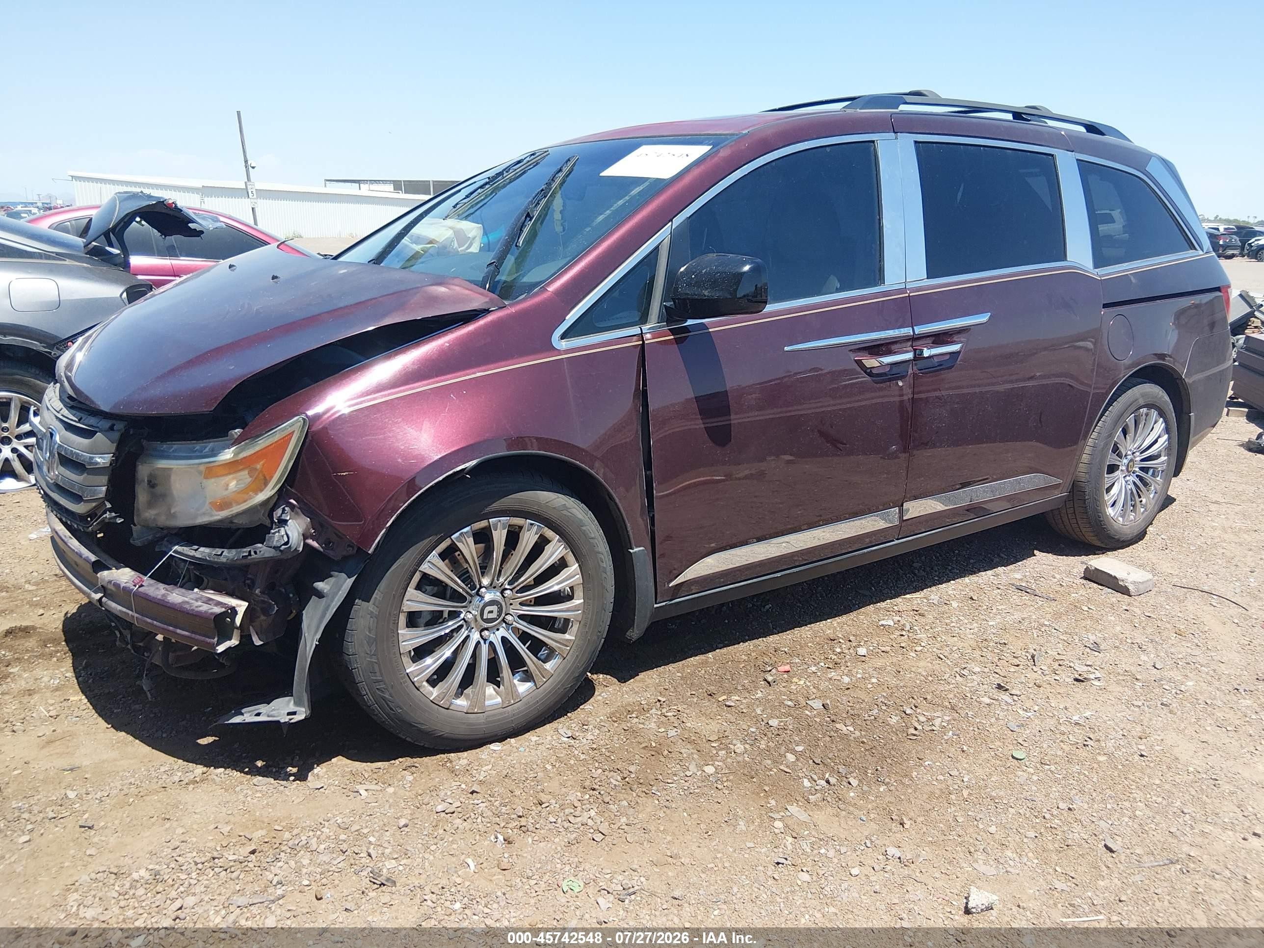 2011 Honda Odyssey Ex-l Бордовый vin: 5FNRL5H67BB033134