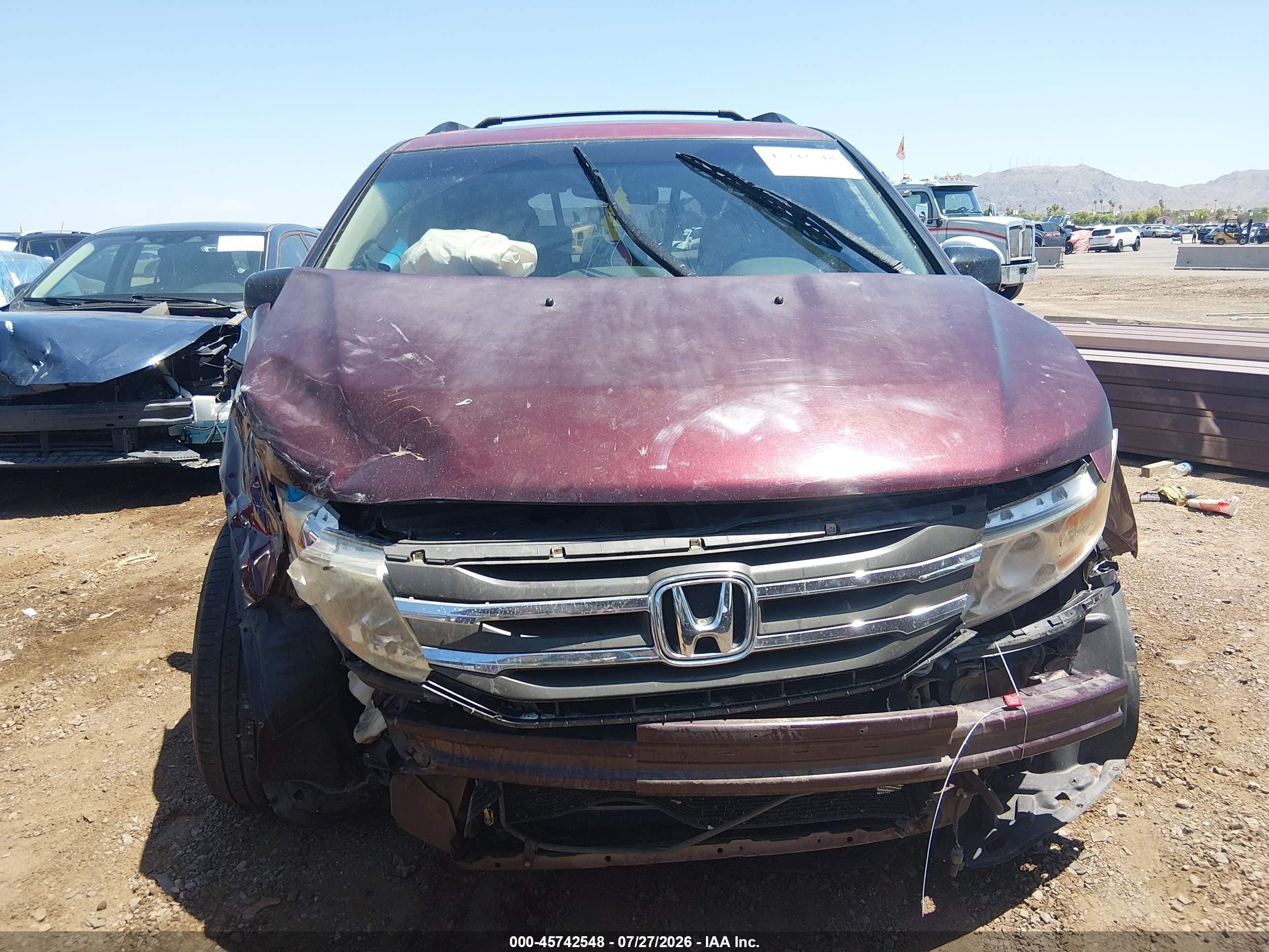 2011 Honda Odyssey Ex-l Бордовый vin: 5FNRL5H67BB033134