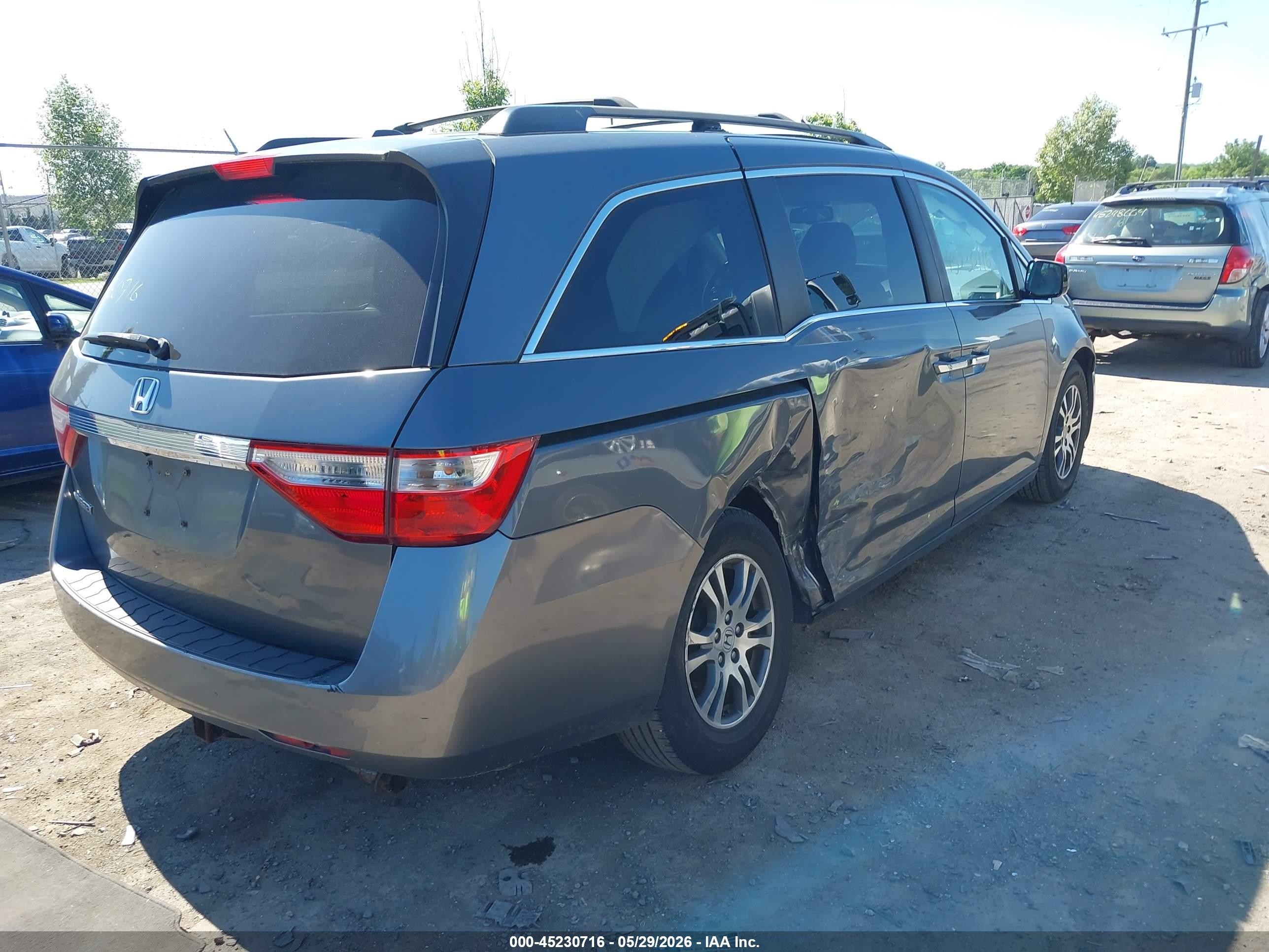 2011 Honda Odyssey Ex-l Gray vin: 5FNRL5H67BB103215
