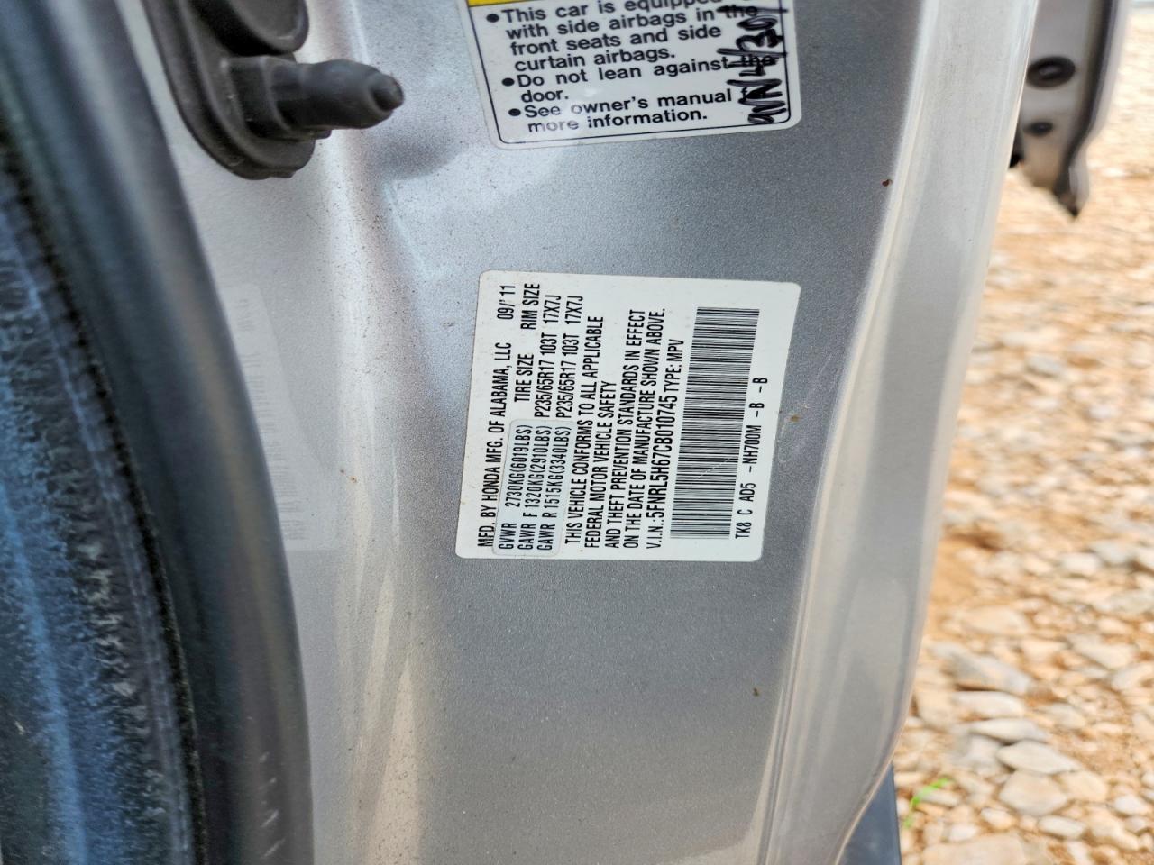 2012 Honda Odyssey Exl Silver vin: 5FNRL5H67CB010745