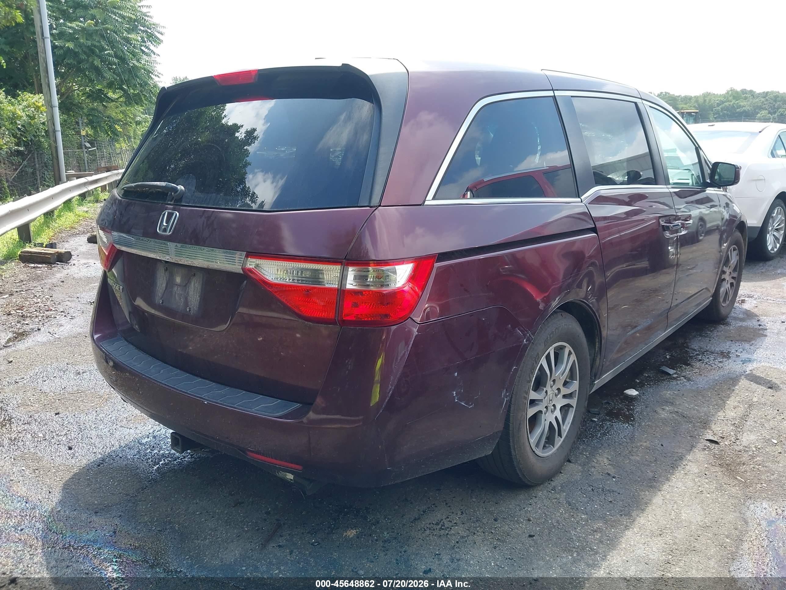2012 Honda Odyssey Ex-l Burgundy vin: 5FNRL5H67CB078110