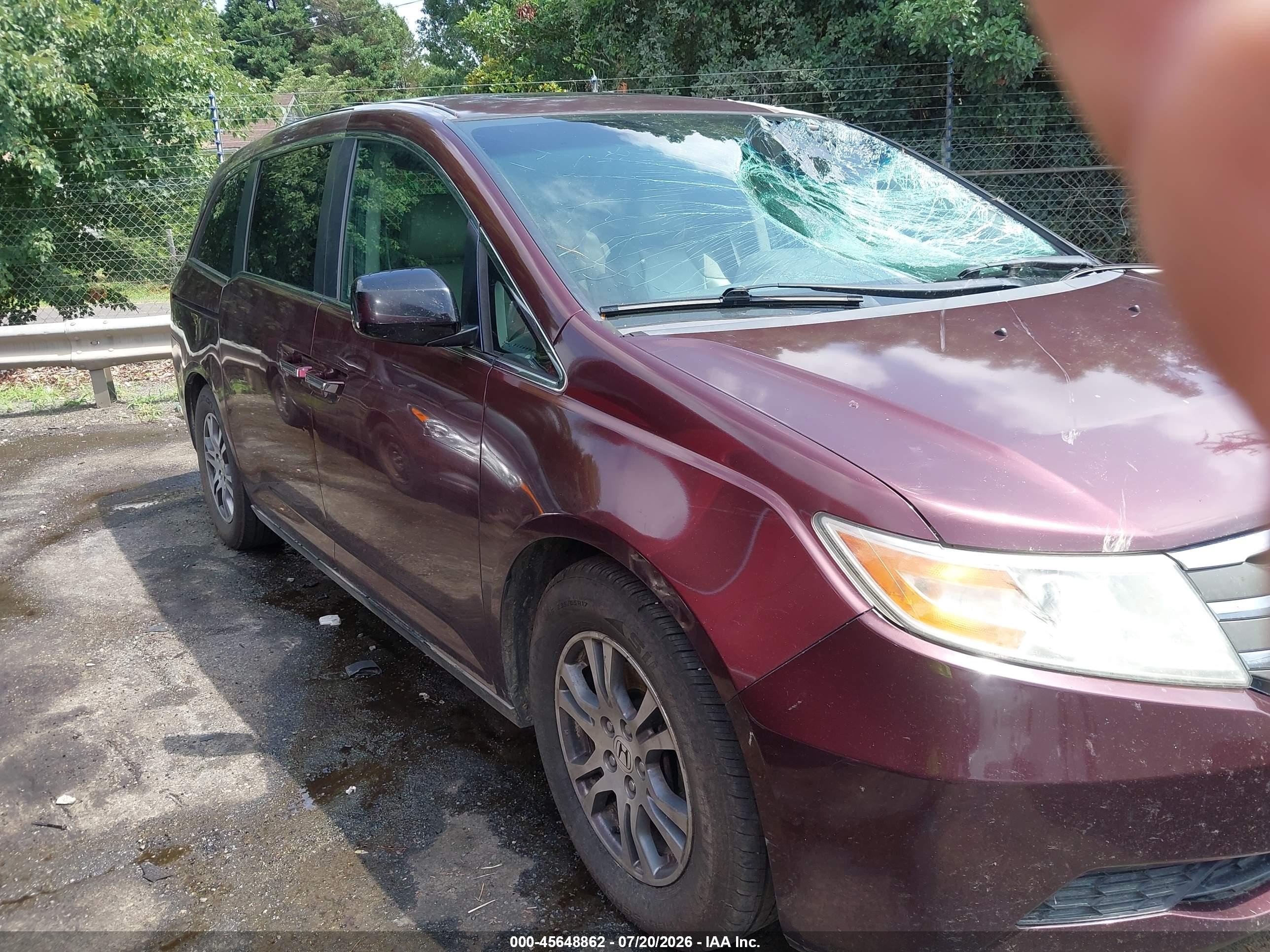 2012 Honda Odyssey Ex-l Burgundy vin: 5FNRL5H67CB078110