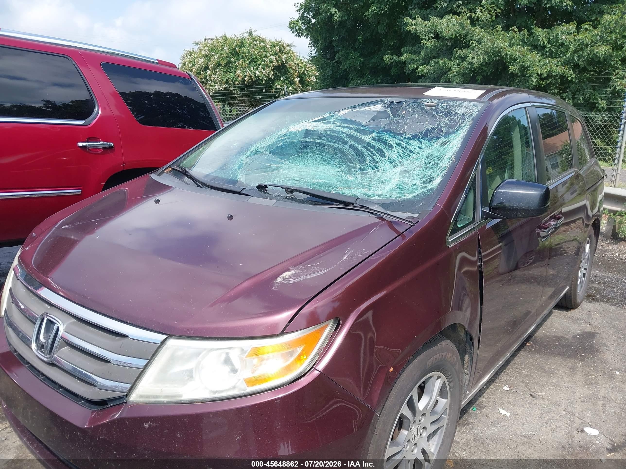 2012 Honda Odyssey Ex-l Burgundy vin: 5FNRL5H67CB078110