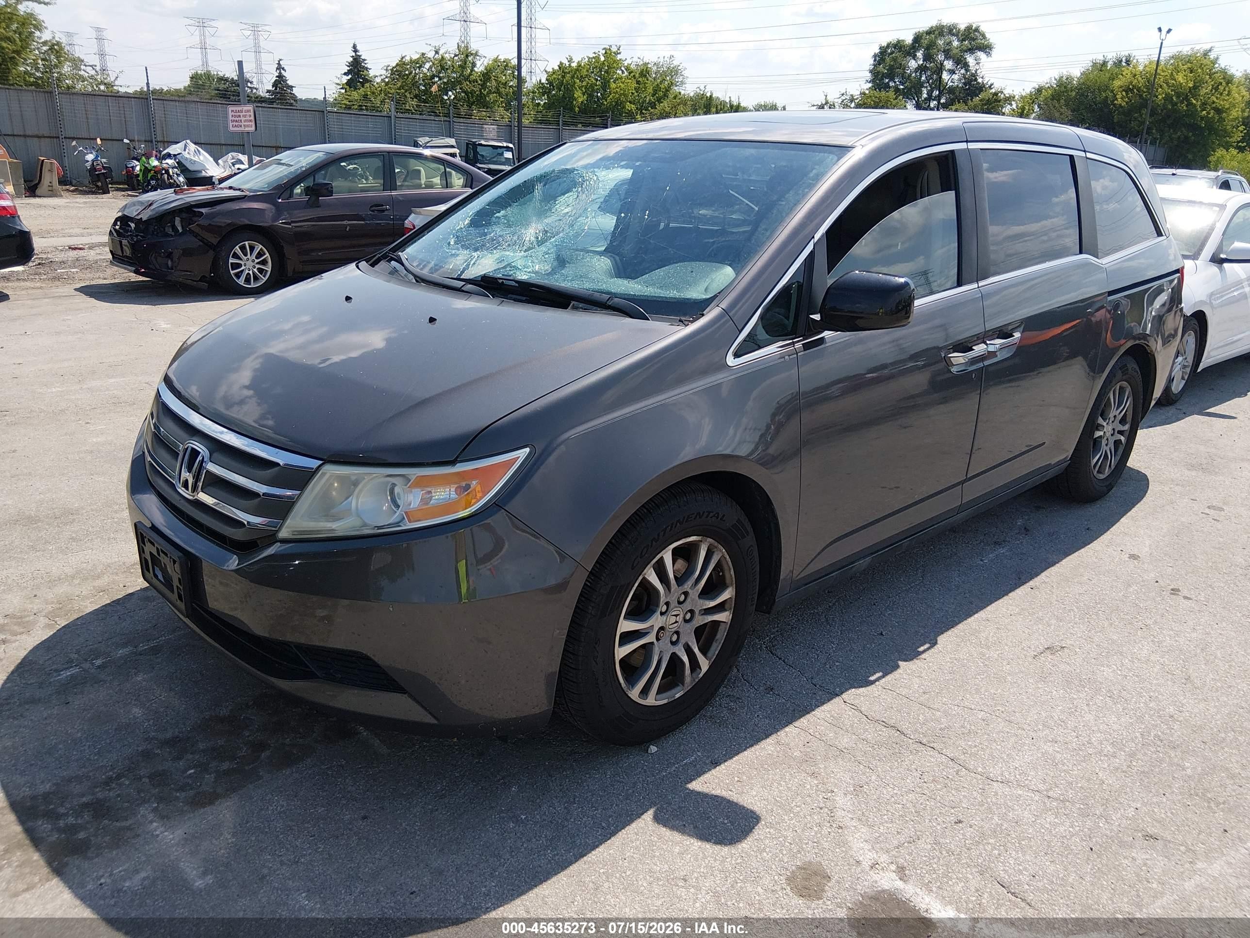 2013 Honda Odyssey Ex-l Gray vin: 5FNRL5H67DB053368
