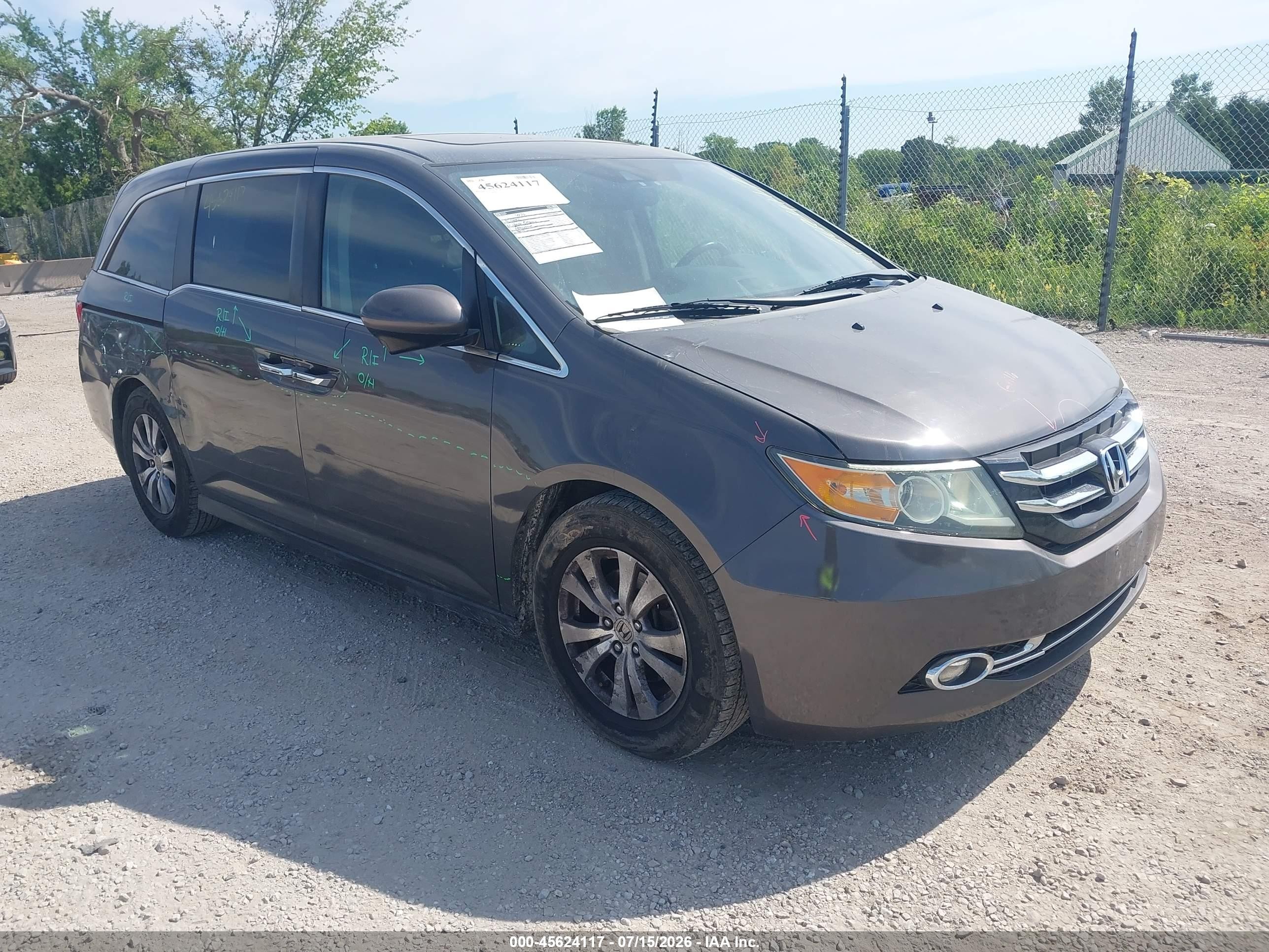 2014 Honda Odyssey Ex-l Gray vin: 5FNRL5H67EB026348