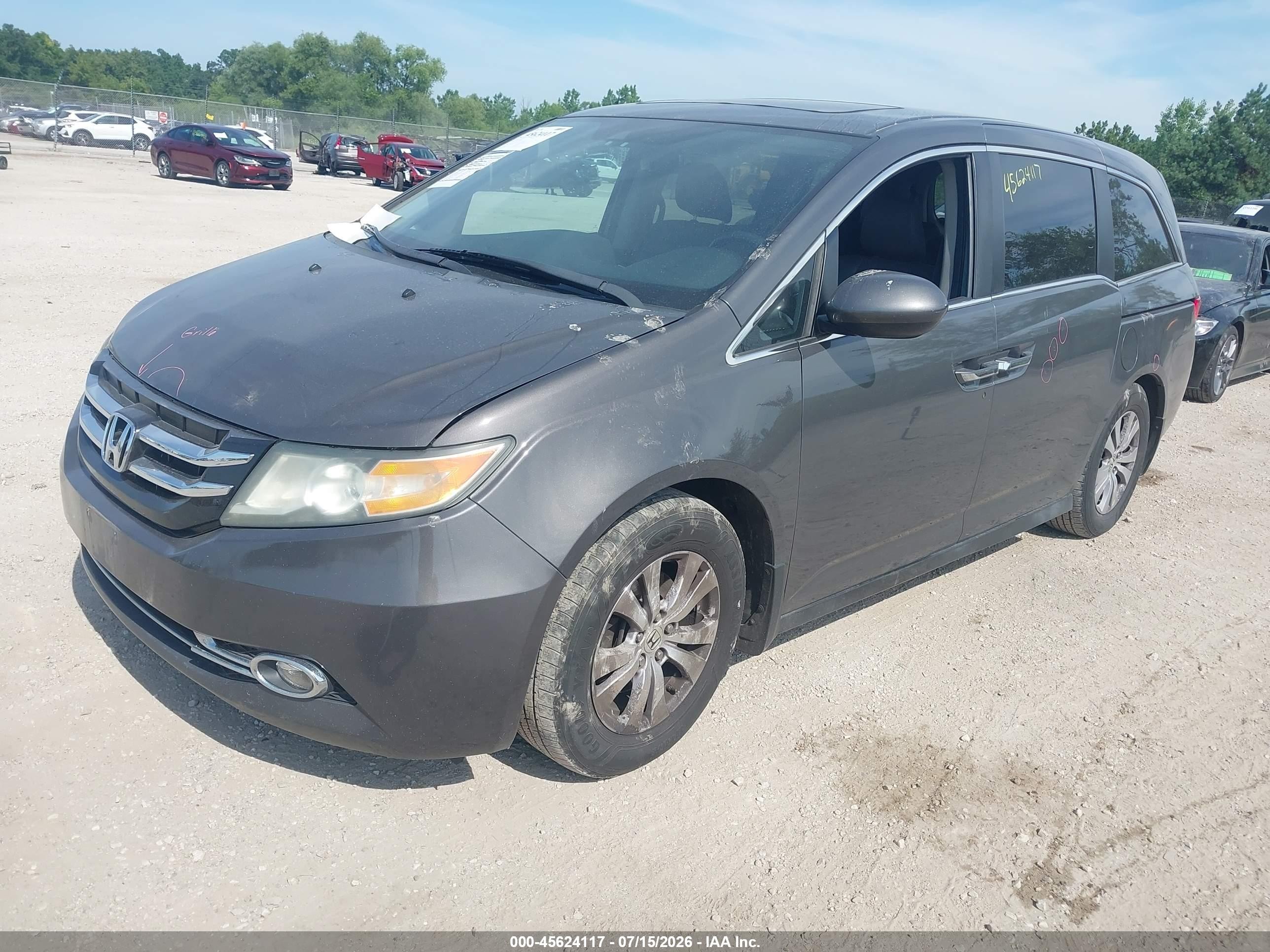 2014 Honda Odyssey Ex-l Gray vin: 5FNRL5H67EB026348