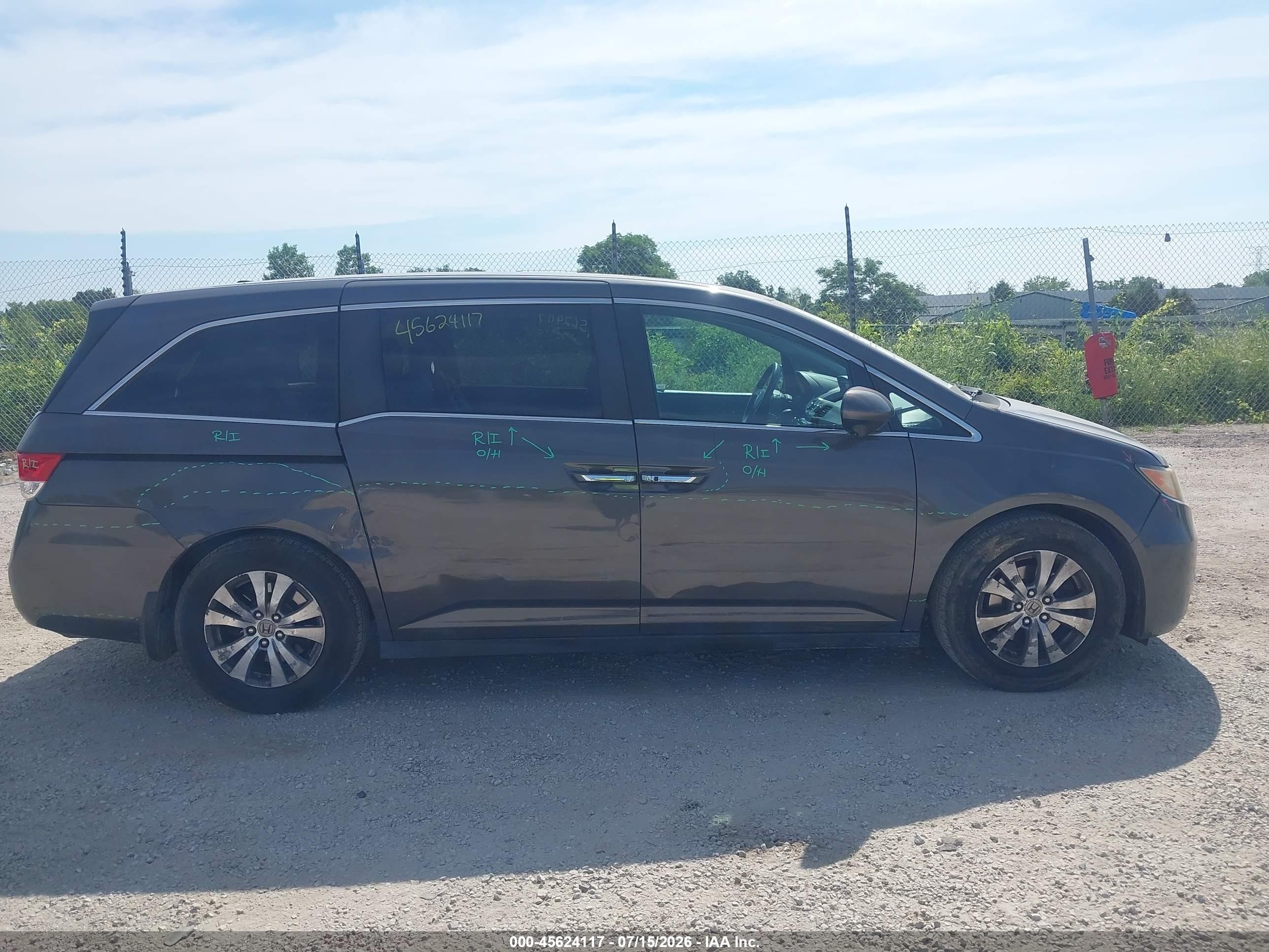 2014 Honda Odyssey Ex-l Gray vin: 5FNRL5H67EB026348
