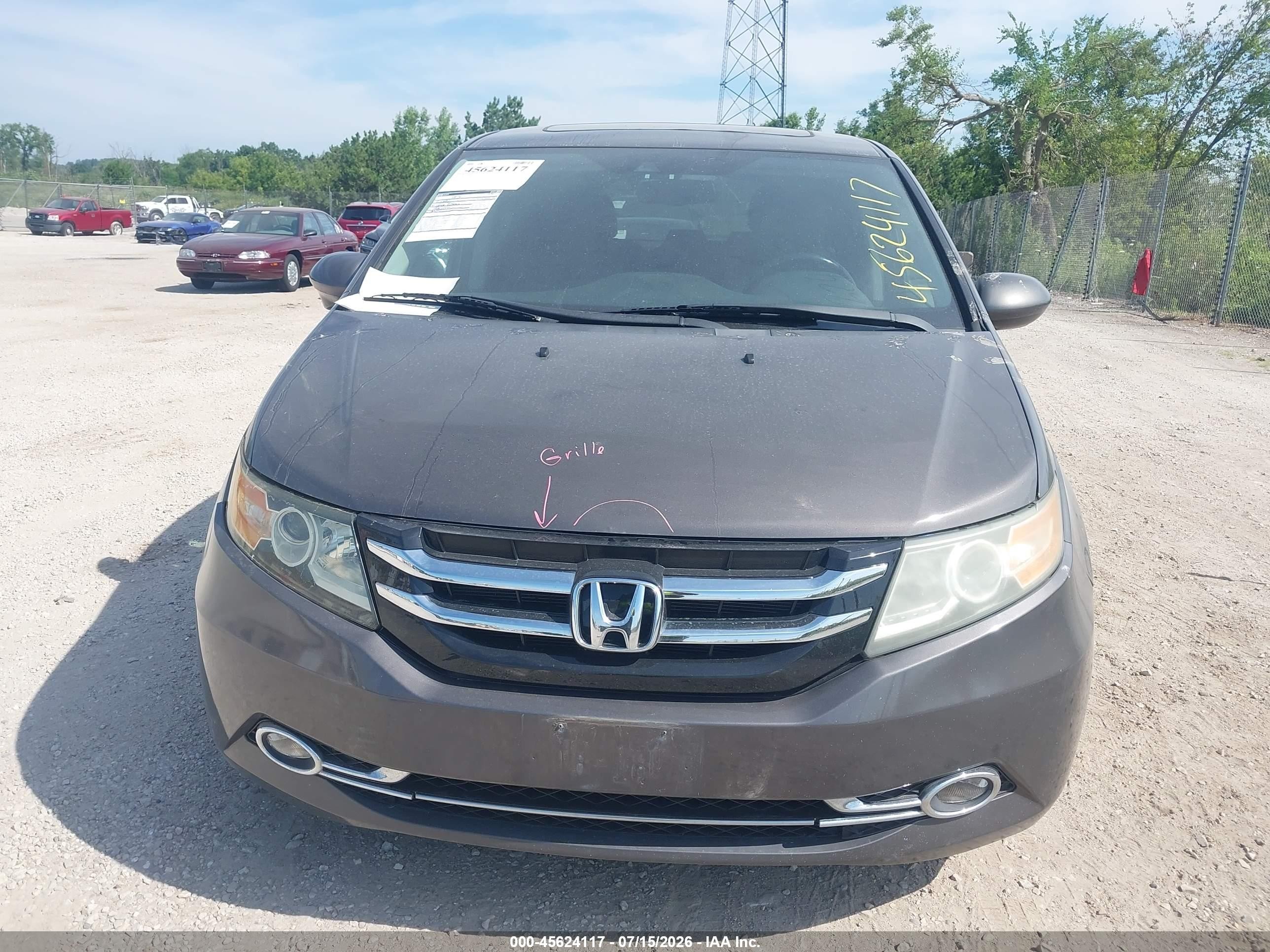 2014 Honda Odyssey Ex-l Gray vin: 5FNRL5H67EB026348