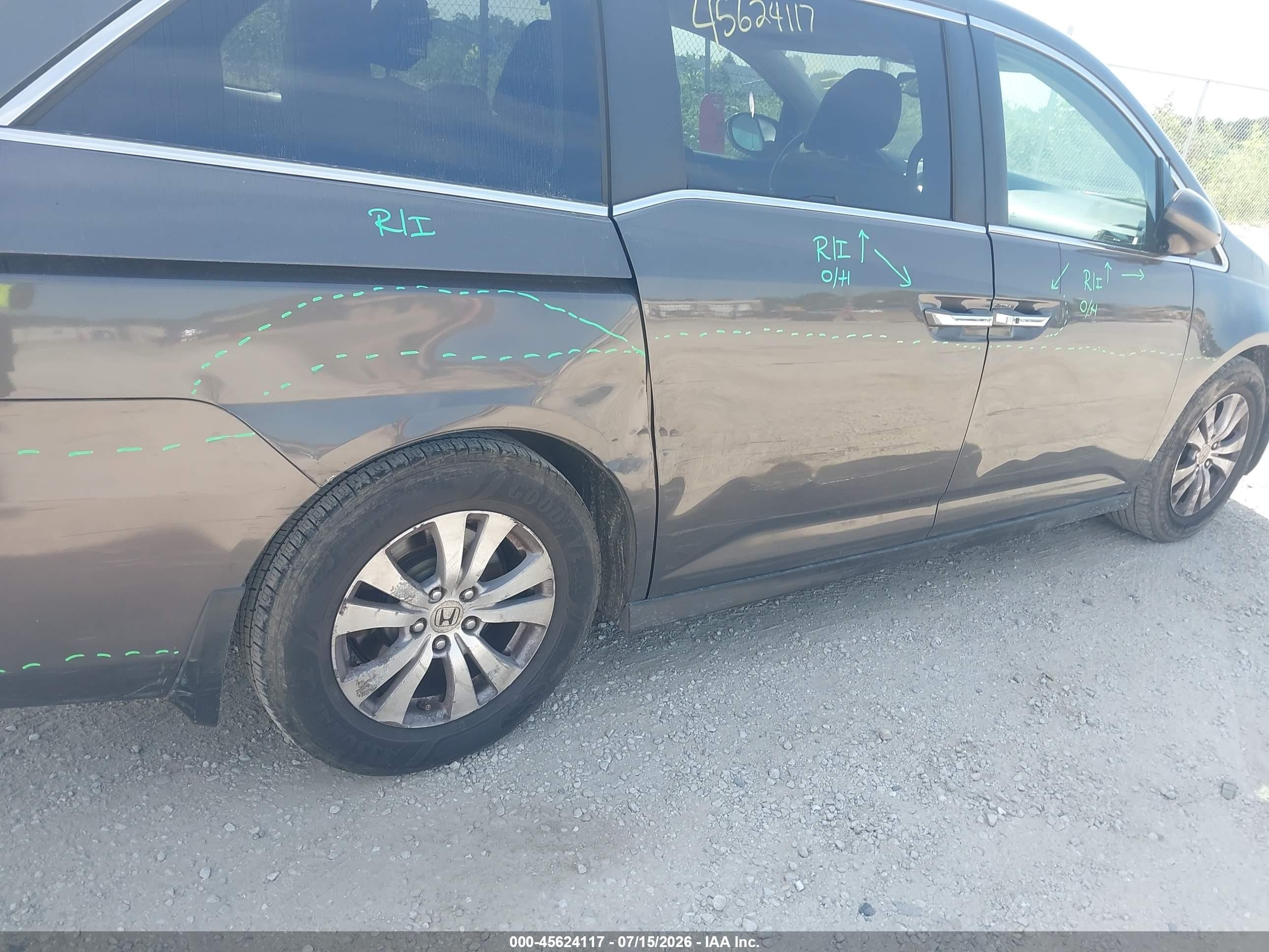 2014 Honda Odyssey Ex-l Gray vin: 5FNRL5H67EB026348