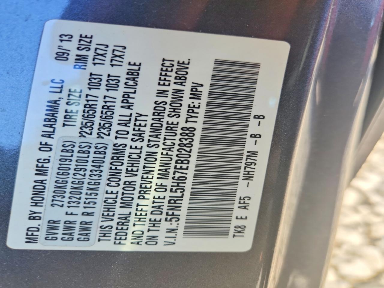 2014 Honda Odyssey Exl Gray vin: 5FNRL5H67EB028388