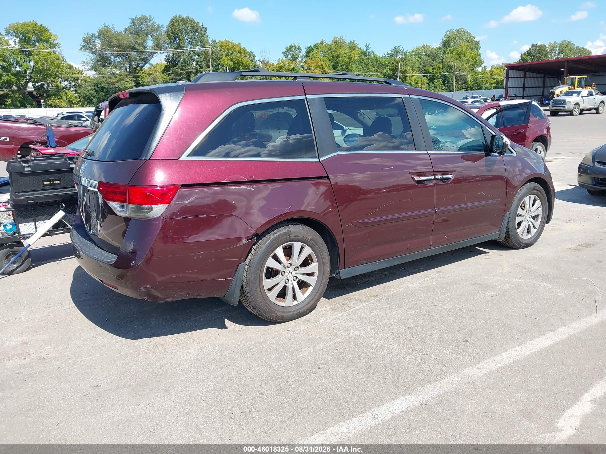 2014 Honda Odyssey Ex-l Burgundy vin: 5FNRL5H67EB038838