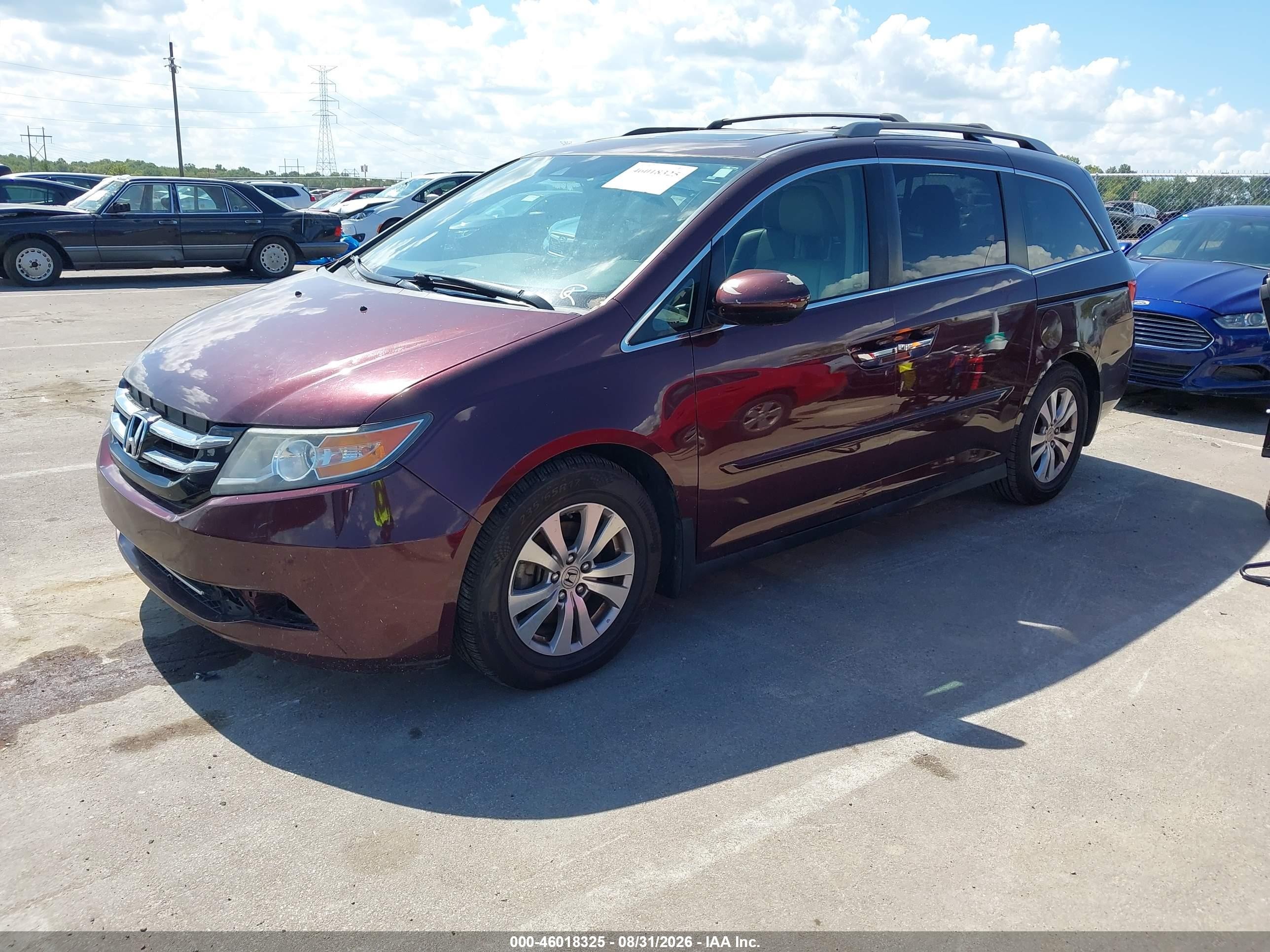 2014 Honda Odyssey Ex-l Burgundy vin: 5FNRL5H67EB038838