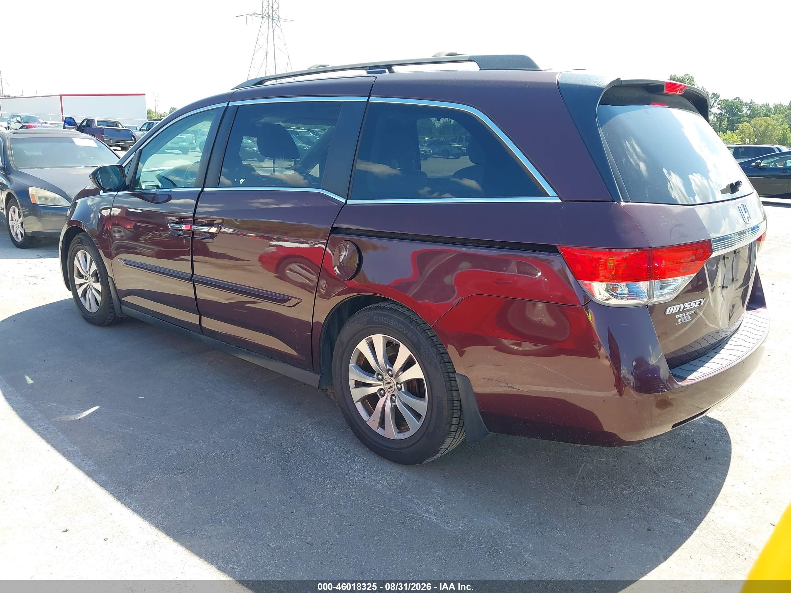 2014 Honda Odyssey Ex-l Burgundy vin: 5FNRL5H67EB038838