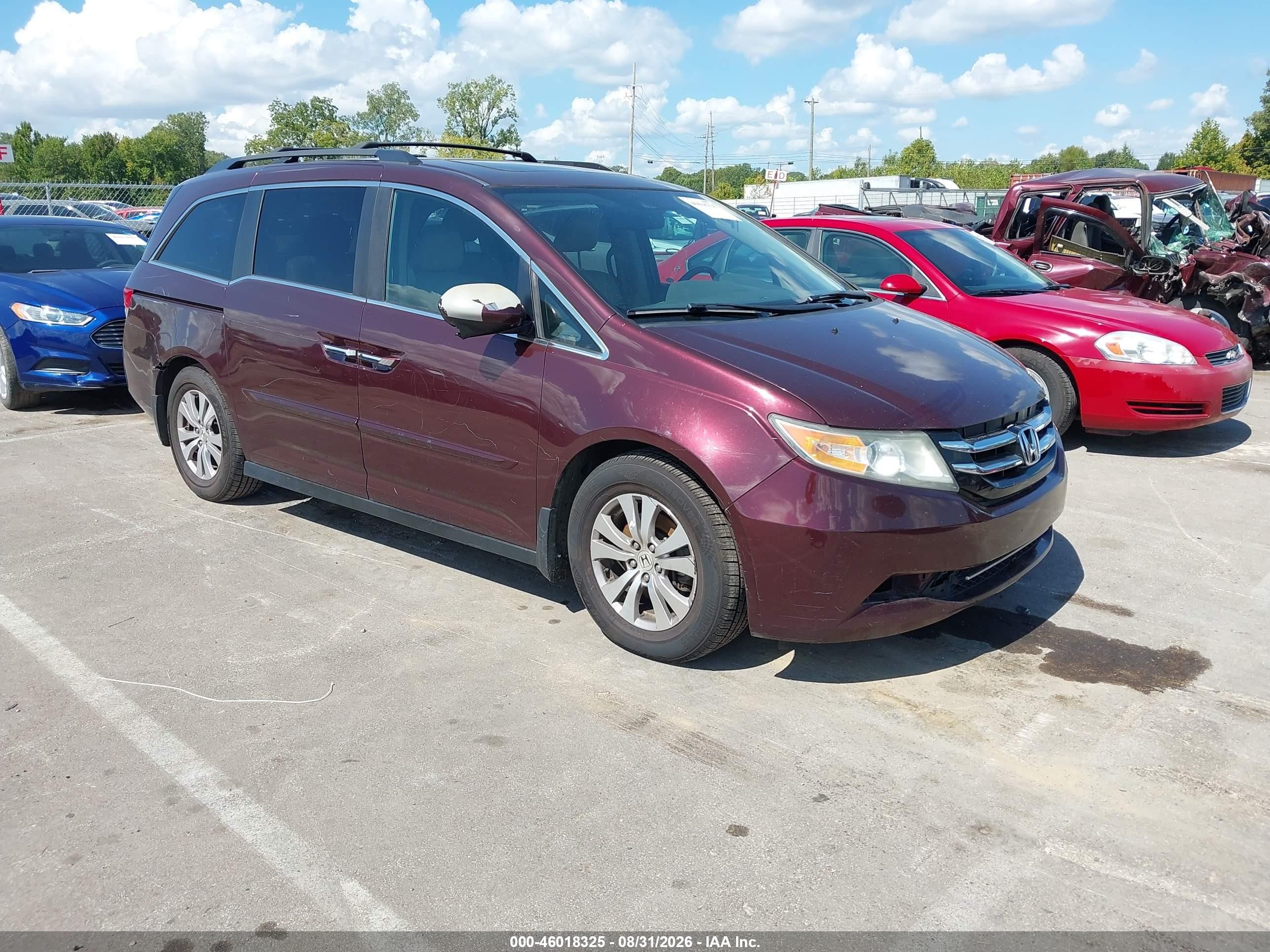 2014 Honda Odyssey Ex-l Burgundy vin: 5FNRL5H67EB038838