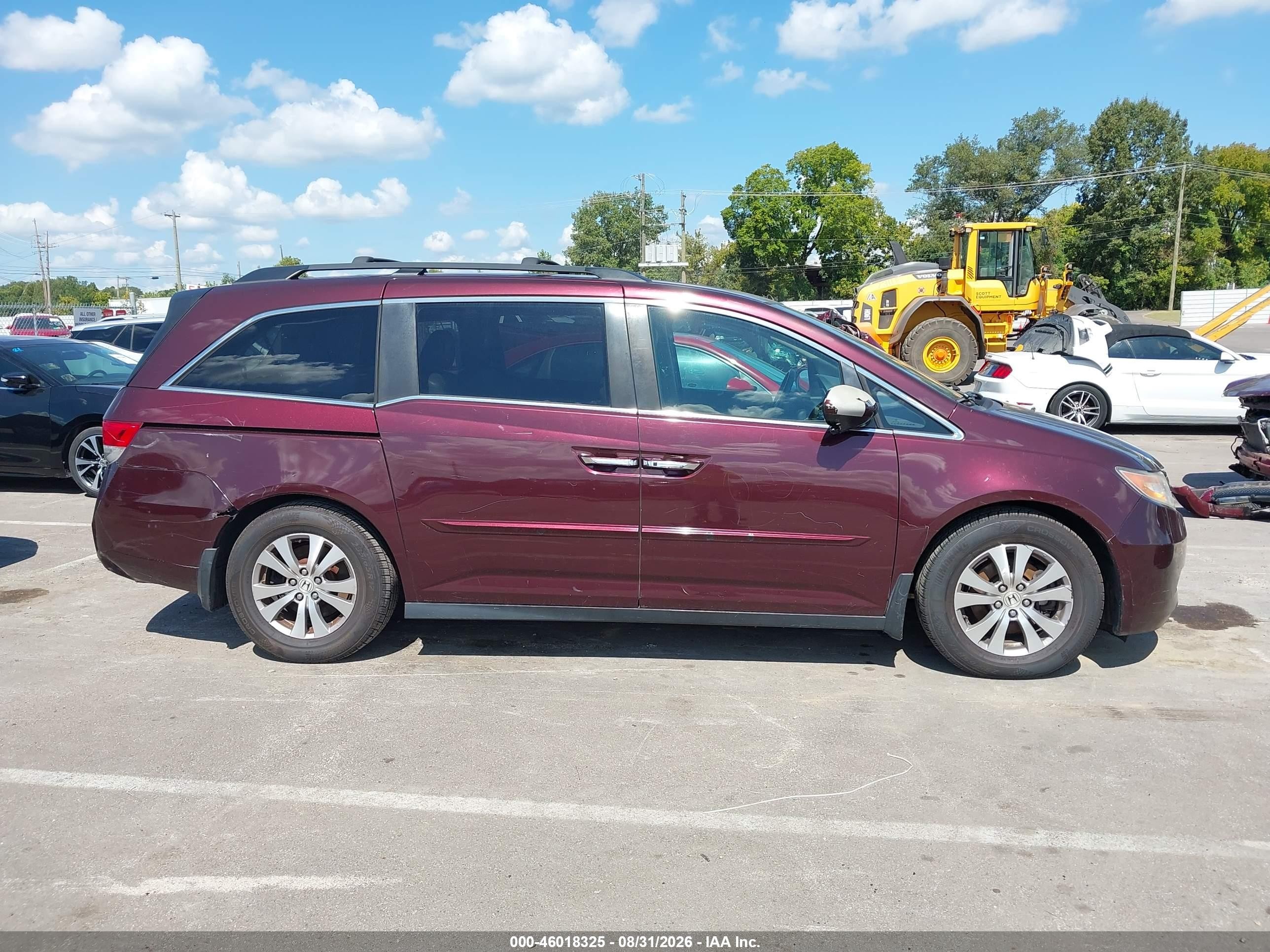 2014 Honda Odyssey Ex-l Burgundy vin: 5FNRL5H67EB038838