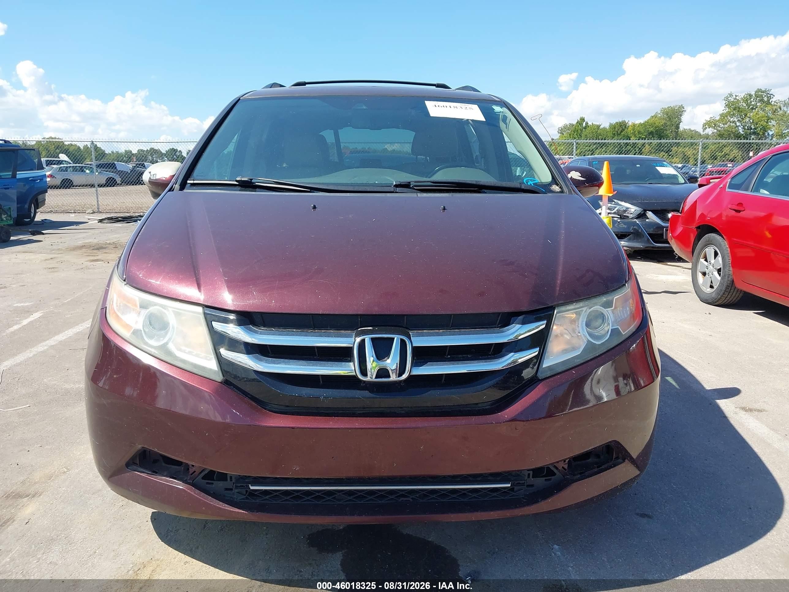 2014 Honda Odyssey Ex-l Burgundy vin: 5FNRL5H67EB038838