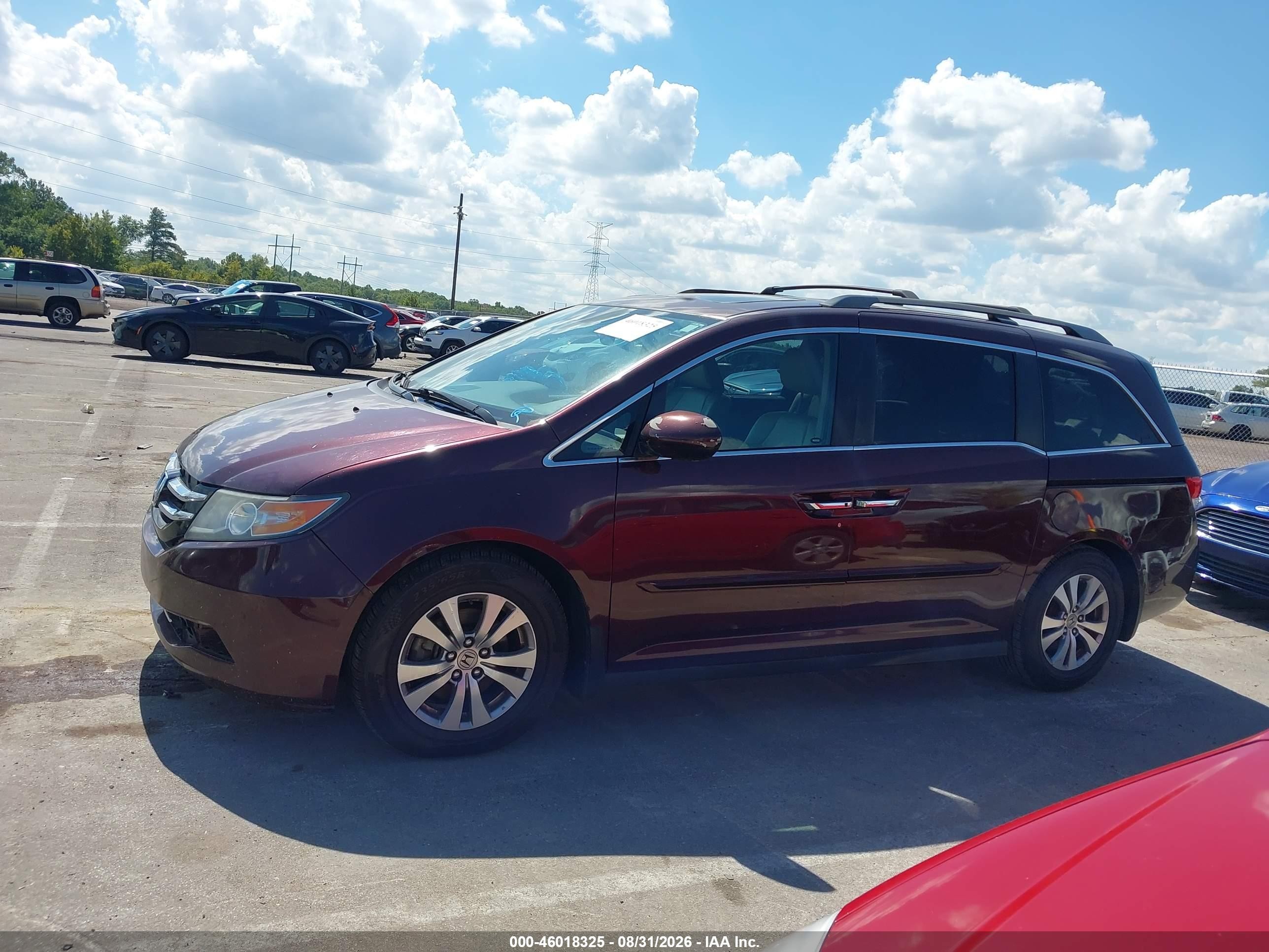 2014 Honda Odyssey Ex-l Burgundy vin: 5FNRL5H67EB038838