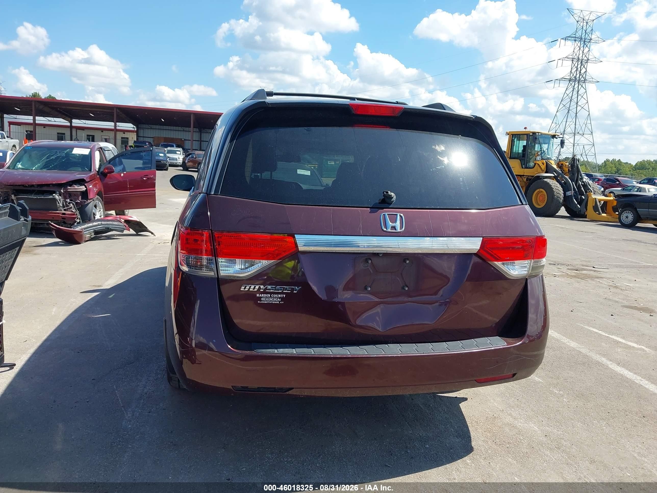 2014 Honda Odyssey Ex-l Burgundy vin: 5FNRL5H67EB038838