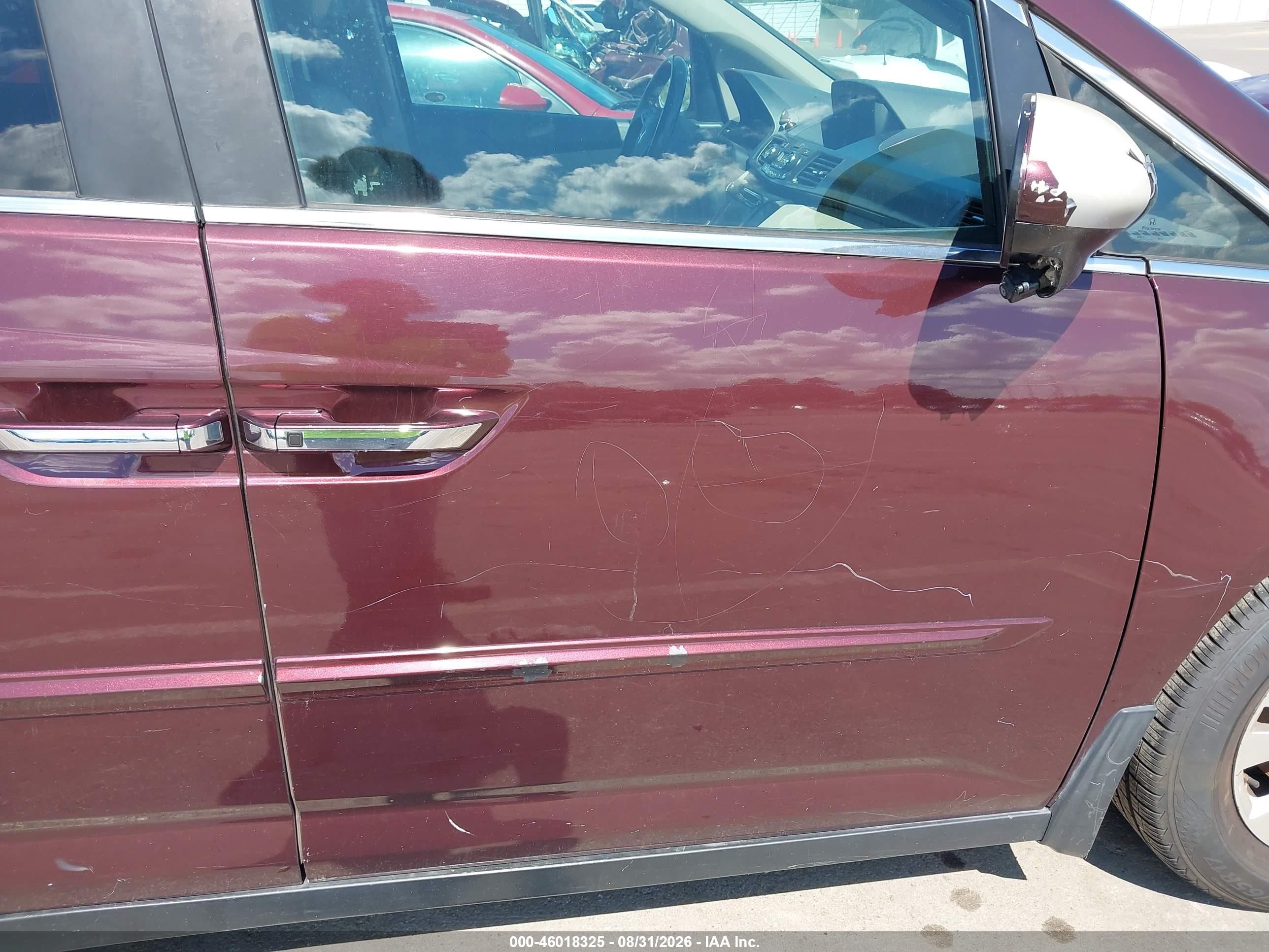 2014 Honda Odyssey Ex-l Burgundy vin: 5FNRL5H67EB038838