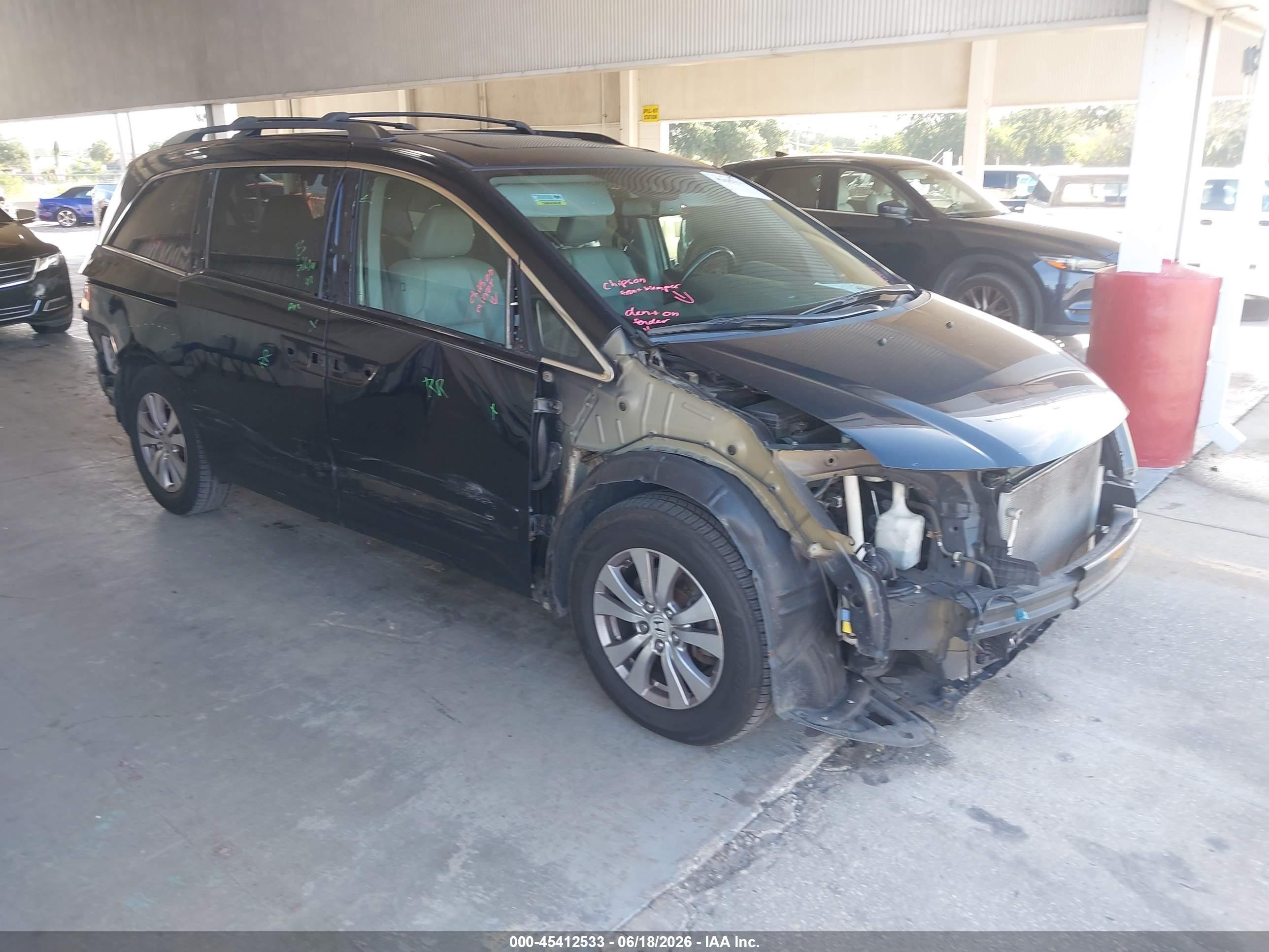 2014 Honda Odyssey Ex-l Black vin: 5FNRL5H67EB039911