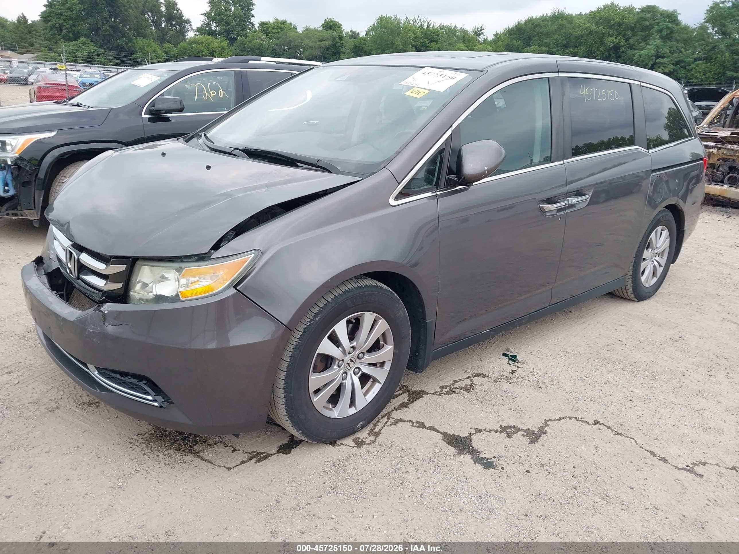 2014 Honda Odyssey Ex-l Gray vin: 5FNRL5H67EB045093