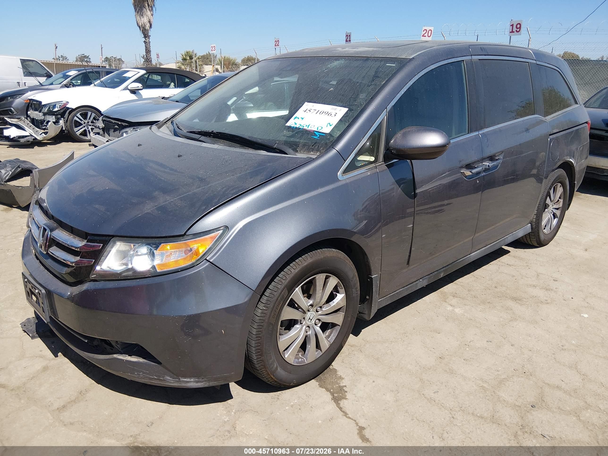 2014 Honda Odyssey Ex-l Gray vin: 5FNRL5H67EB080300