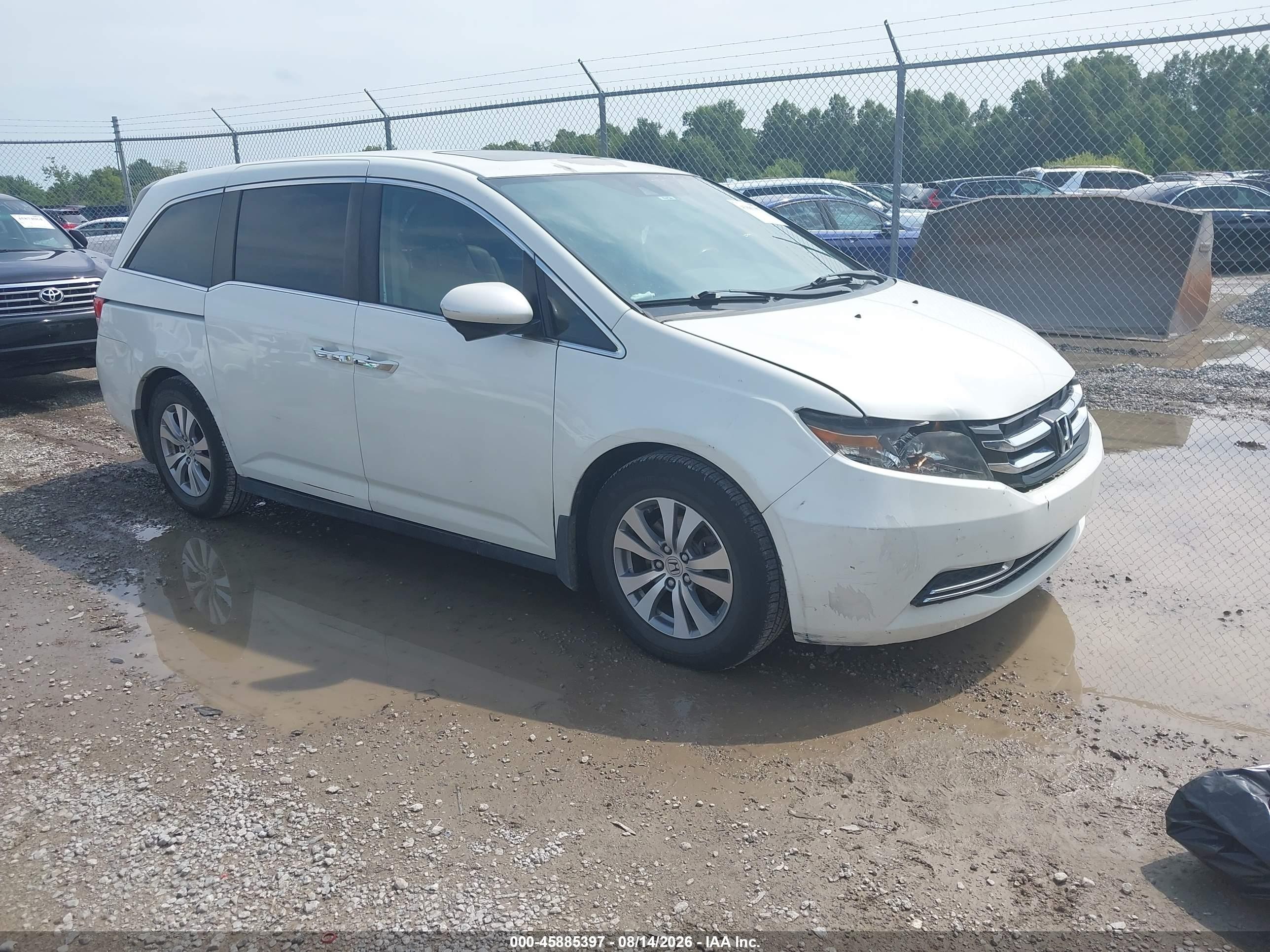 2014 Honda Odyssey Ex-l White vin: 5FNRL5H67EB088932