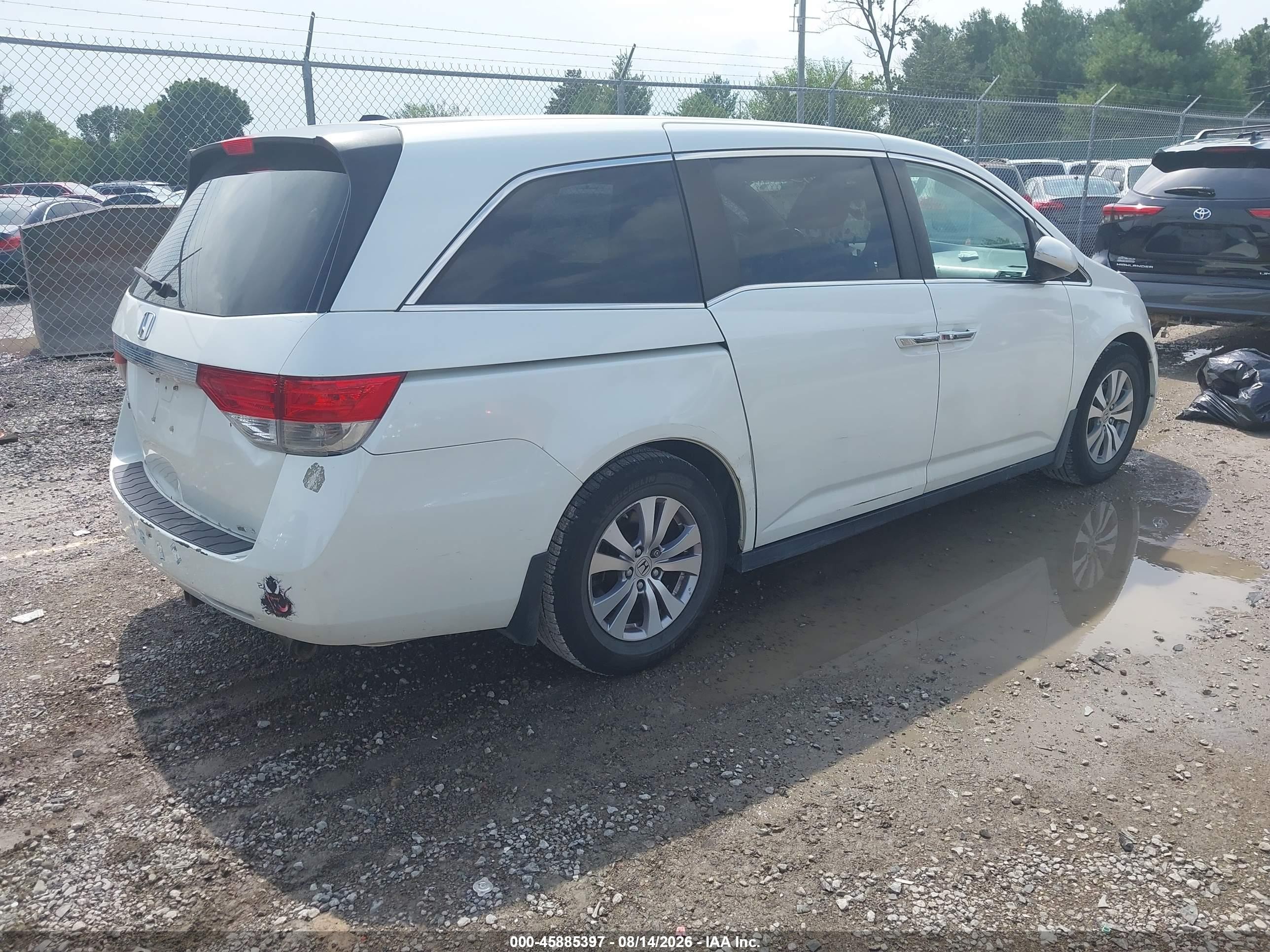 2014 Honda Odyssey Ex-l White vin: 5FNRL5H67EB088932