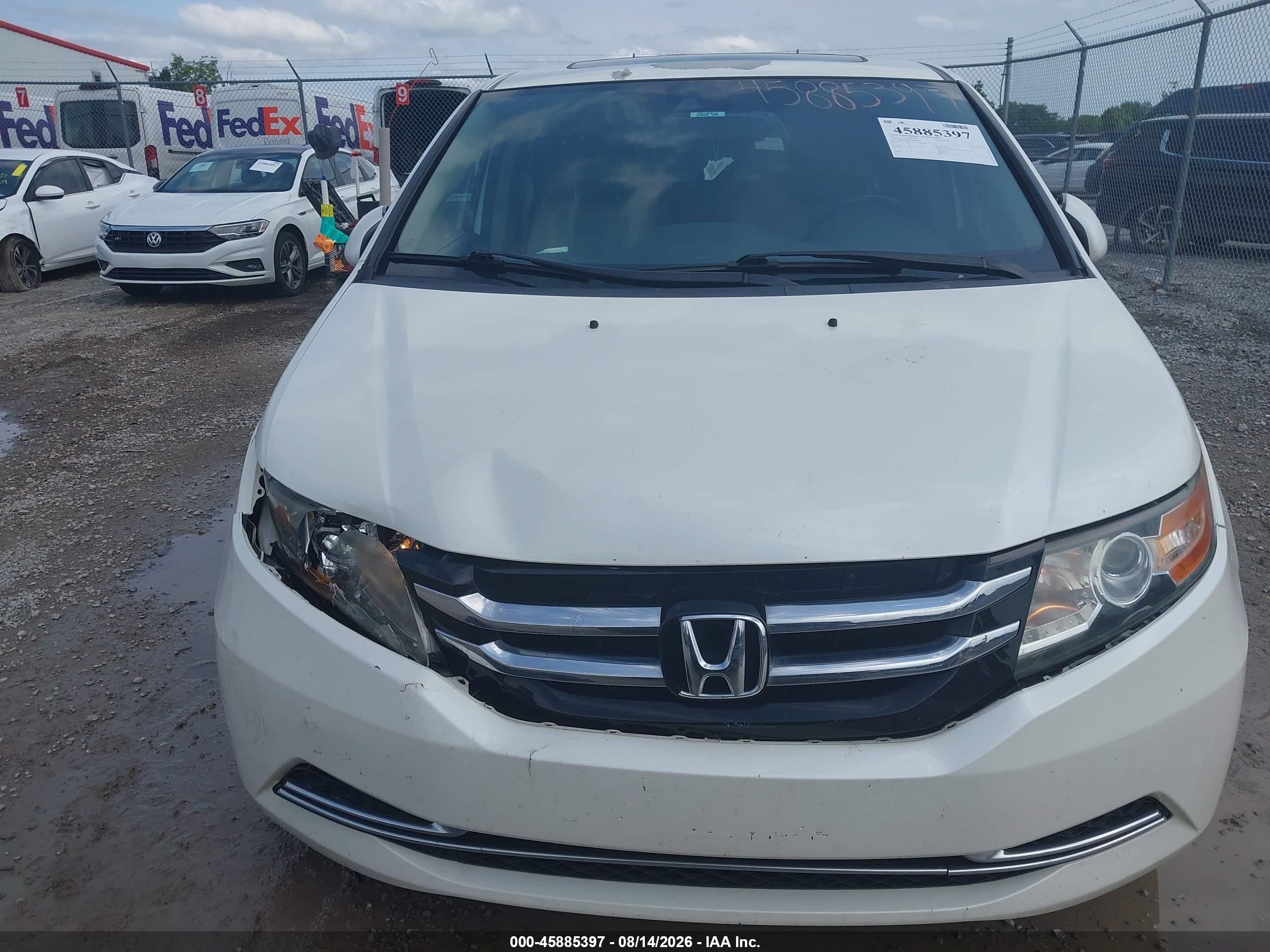2014 Honda Odyssey Ex-l White vin: 5FNRL5H67EB088932