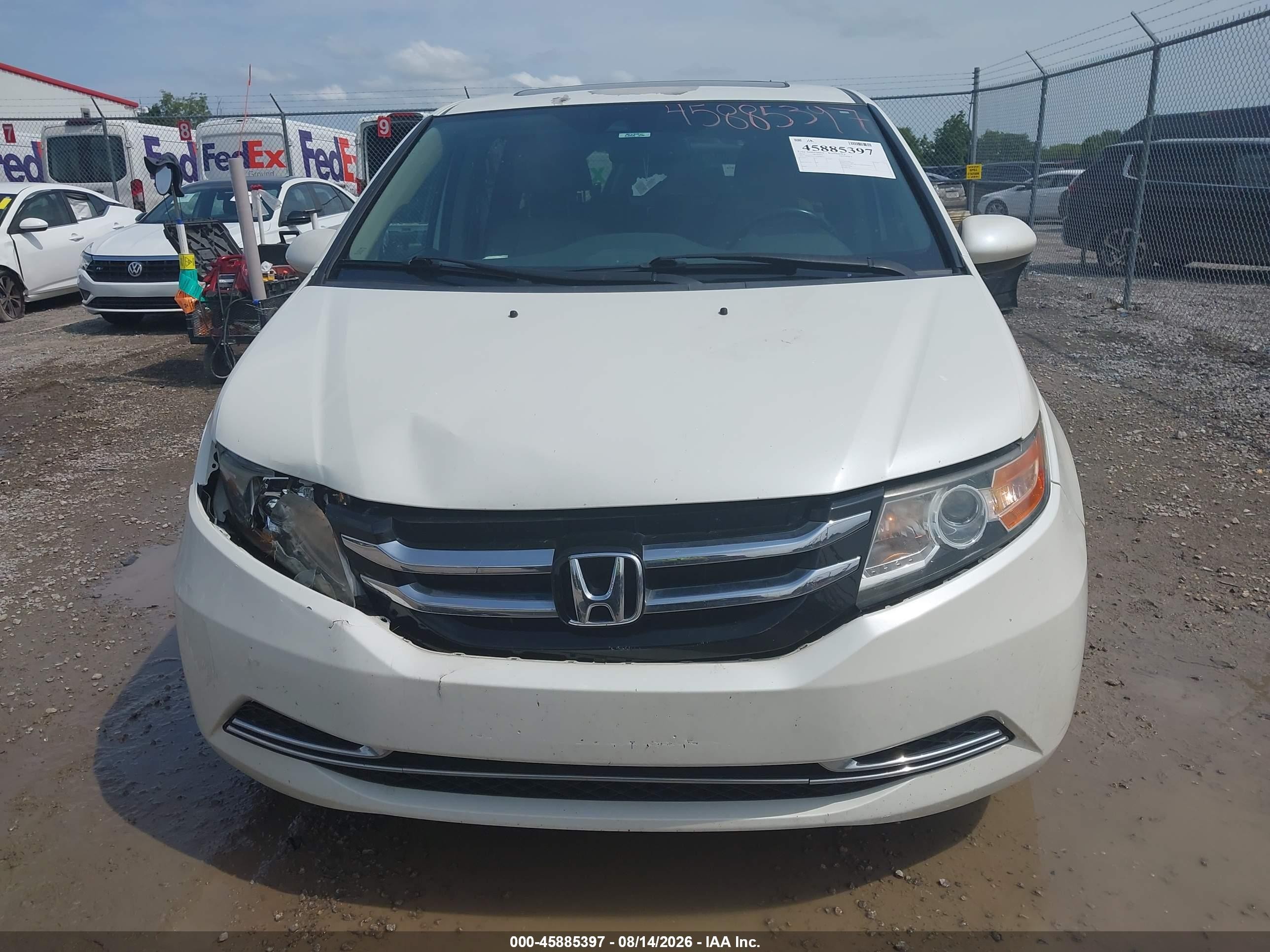 2014 Honda Odyssey Ex-l White vin: 5FNRL5H67EB088932
